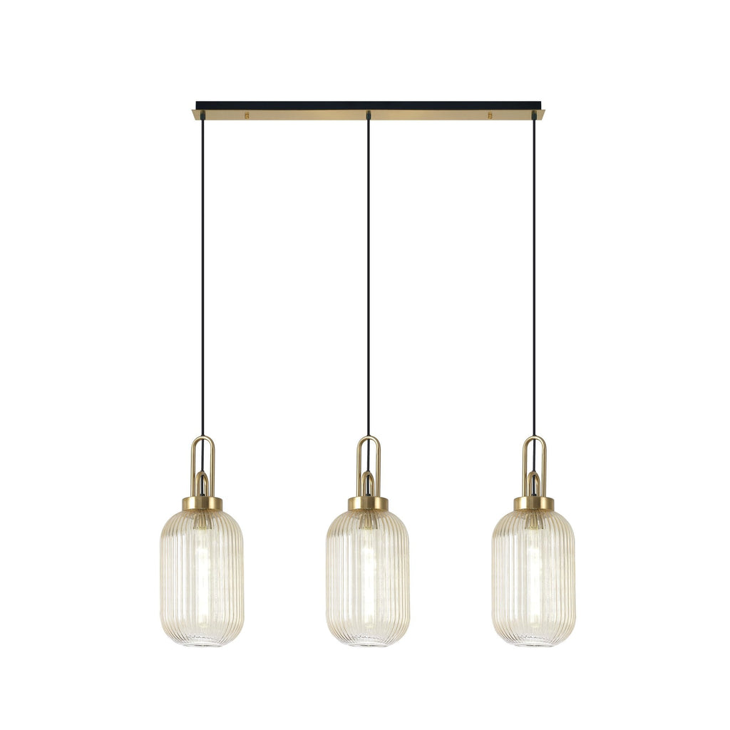 NLK06169 Acme 3 Light Linear Pendant Brass Gold Matt Black