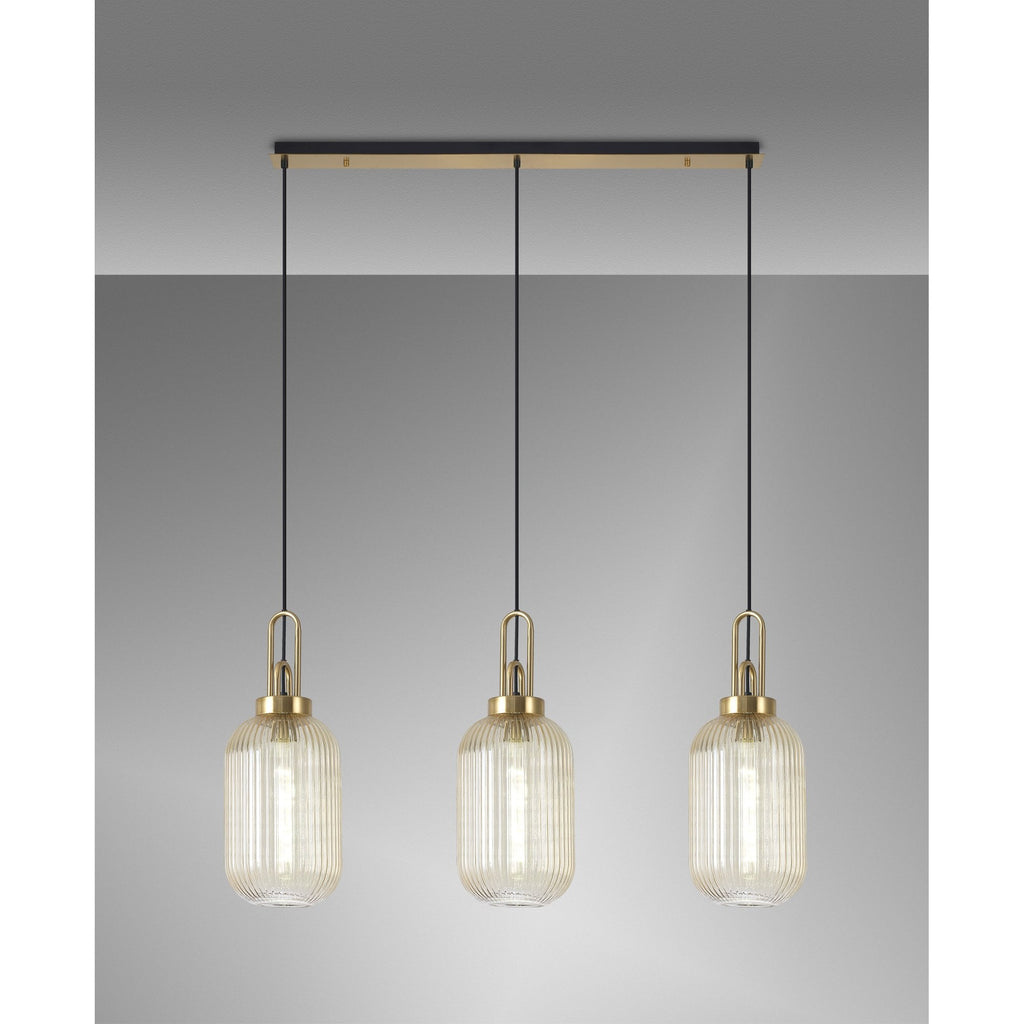 NLK06169 Acme 3 Light Linear Pendant Brass Gold Matt Black