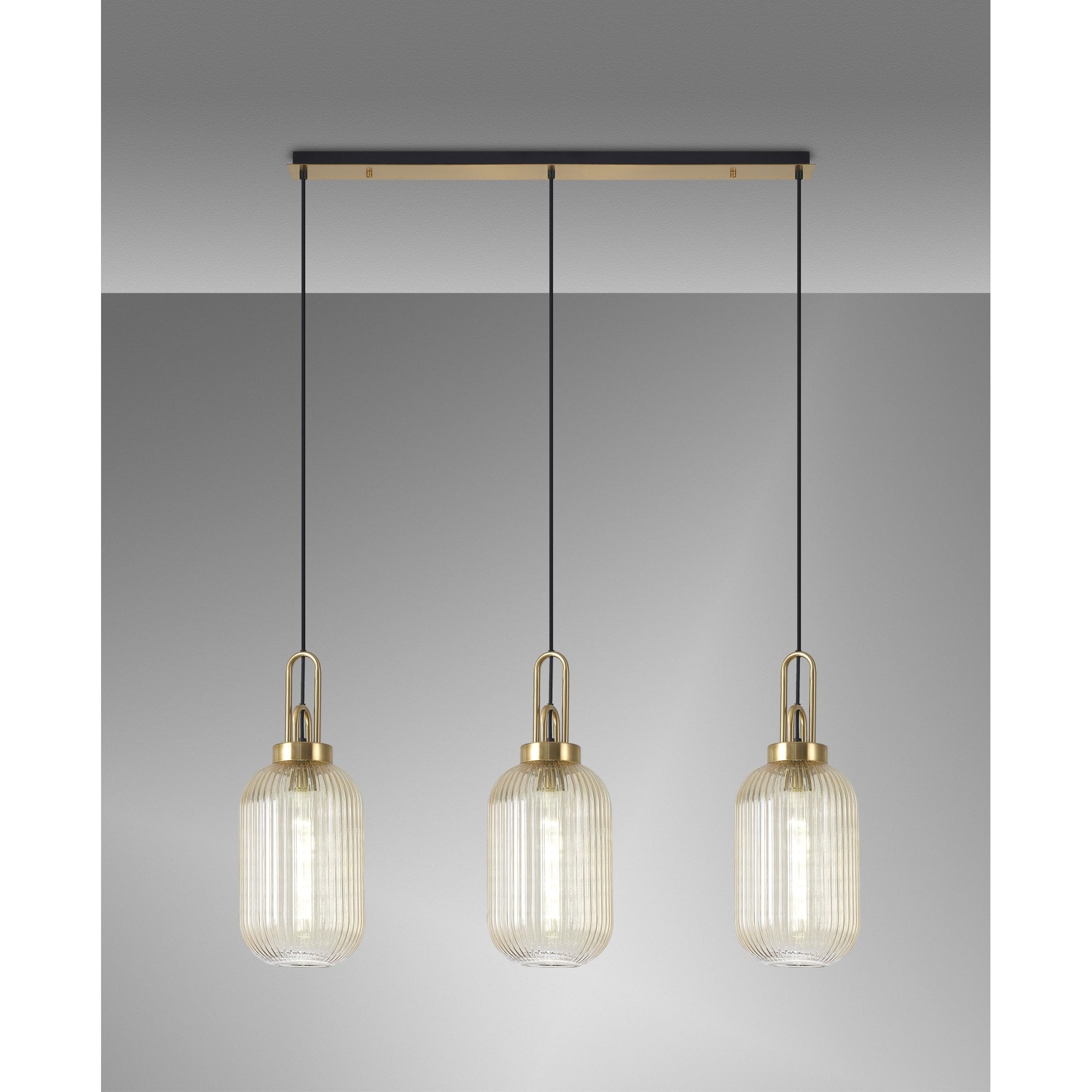 NLK06169 Acme 3 Light Linear Pendant Brass Gold Matt Black