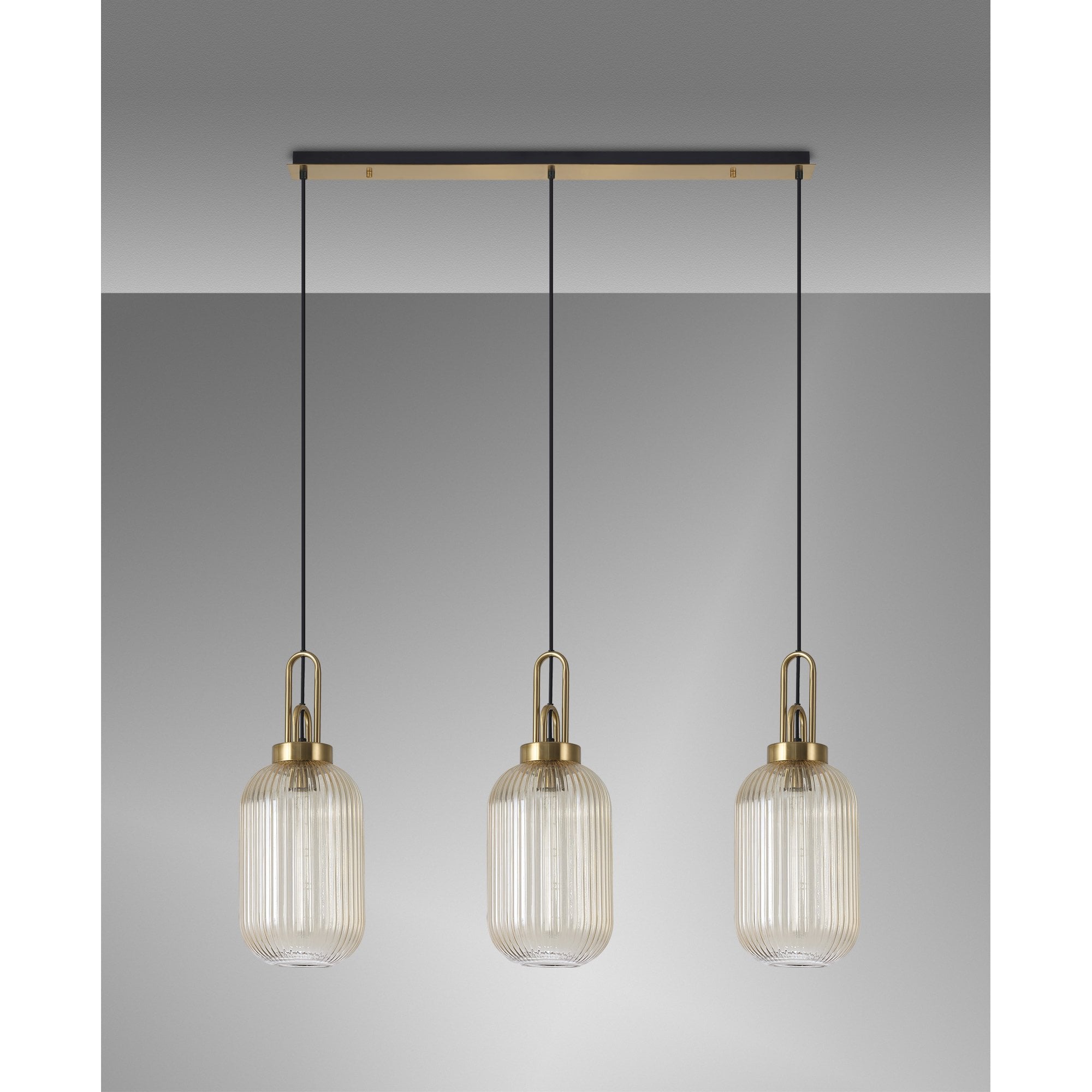 NLK06169 Acme 3 Light Linear Pendant Brass Gold Matt Black