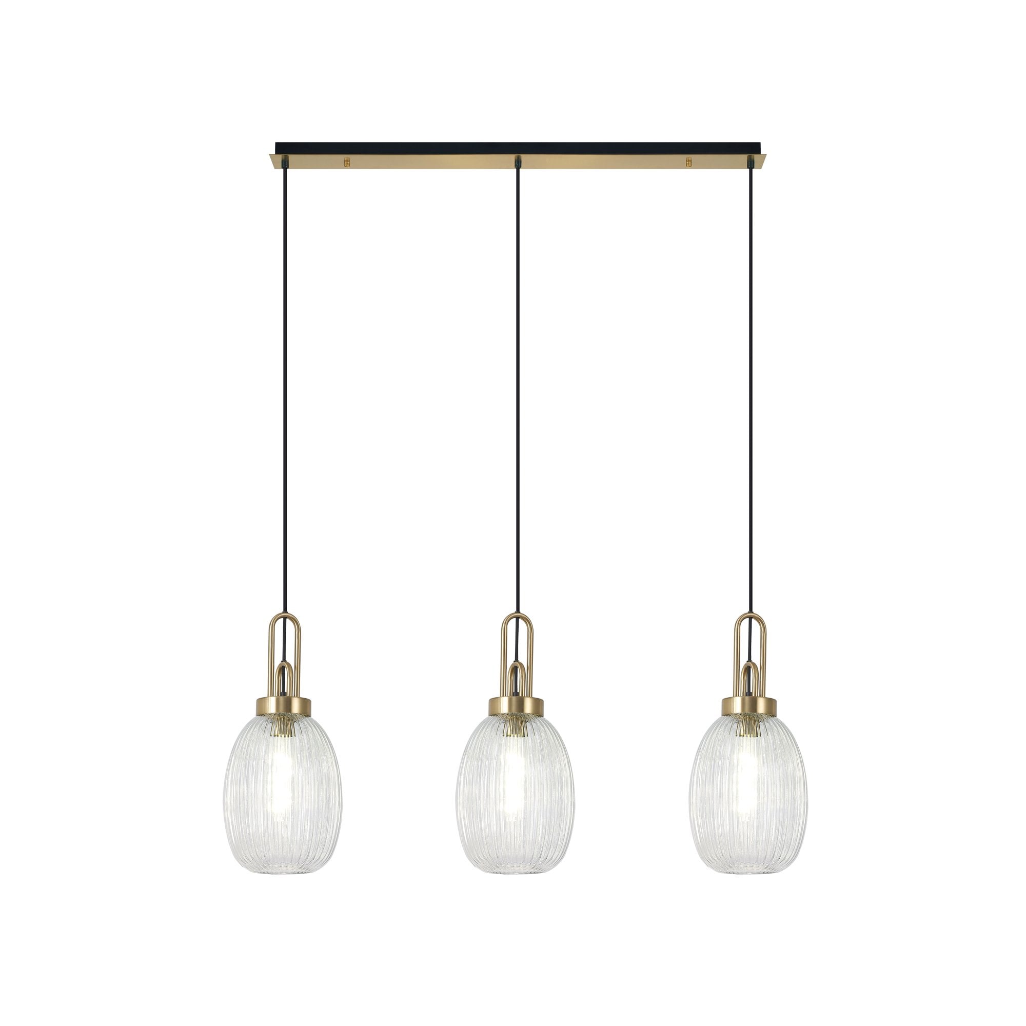 NLK06179 Acme 3 Light Linear Pendant Brass Gold Matt Black