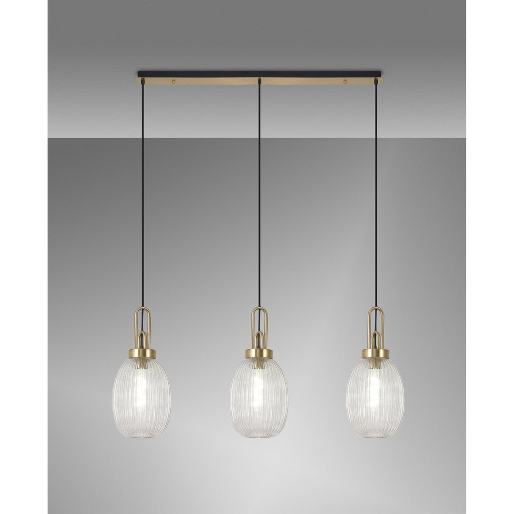 NLK06179 Acme 3 Light Linear Pendant Brass Gold Matt Black