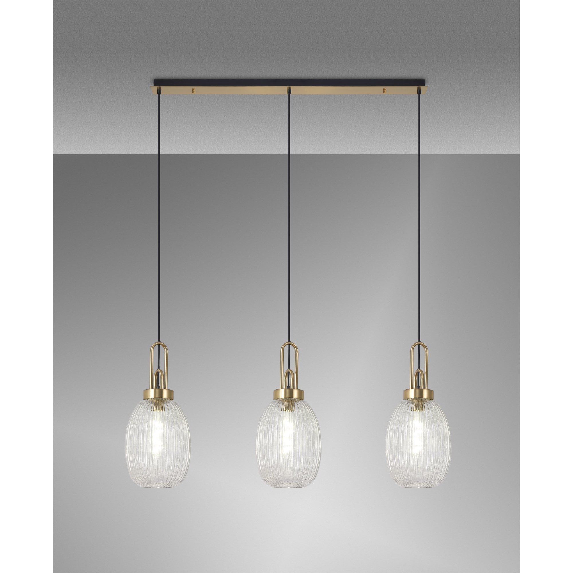 NLK06179 Acme 3 Light Linear Pendant Brass Gold Matt Black