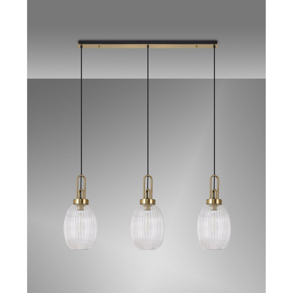 NLK06179 Acme 3 Light Linear Pendant Brass Gold Matt Black