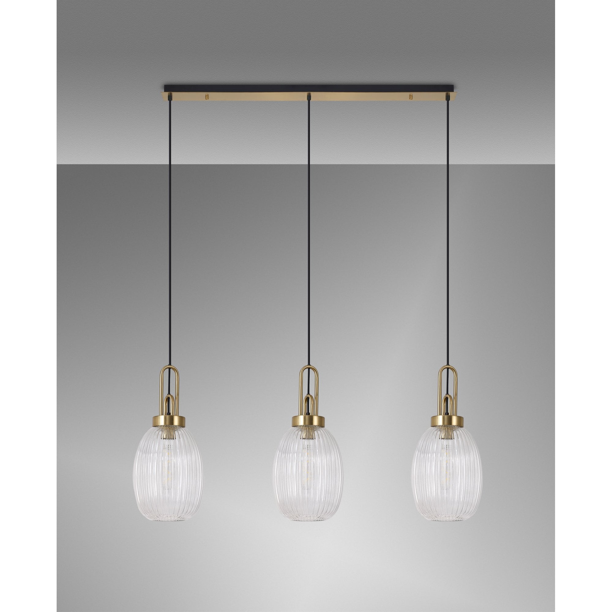 NLK06179 Acme 3 Light Linear Pendant Brass Gold Matt Black