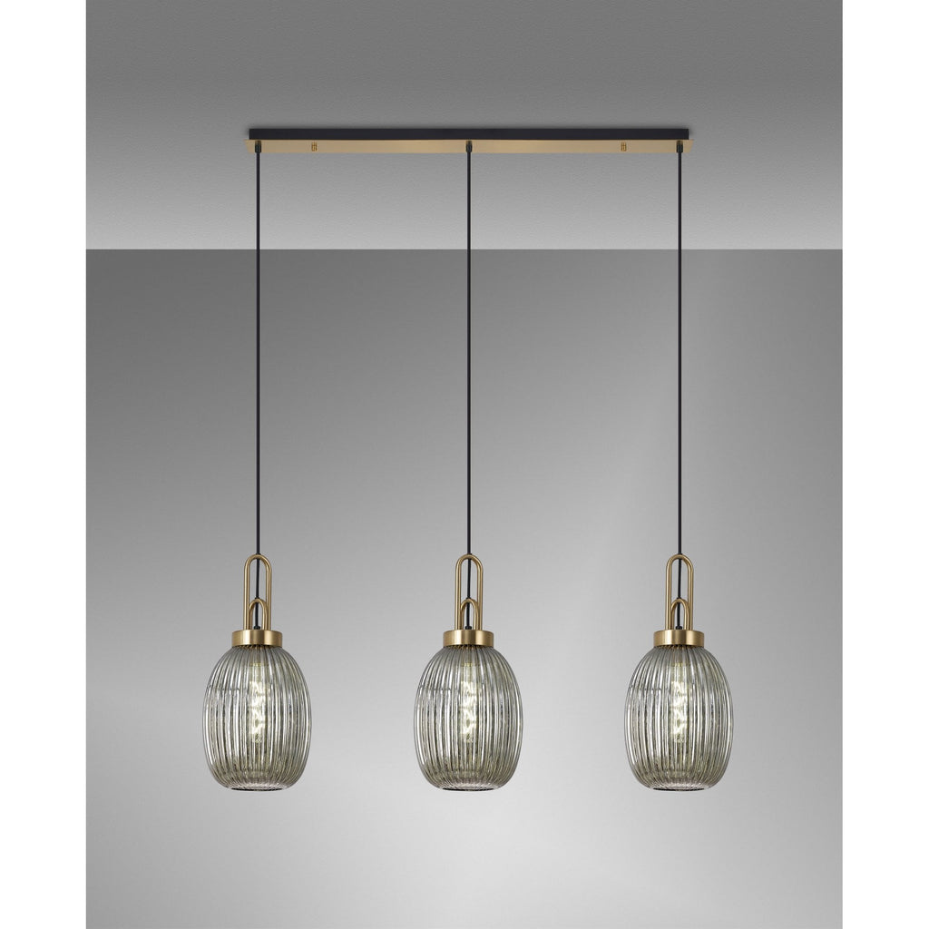 NLK06189 Acme 3 Light Linear Pendant Brass Gold Matt Black