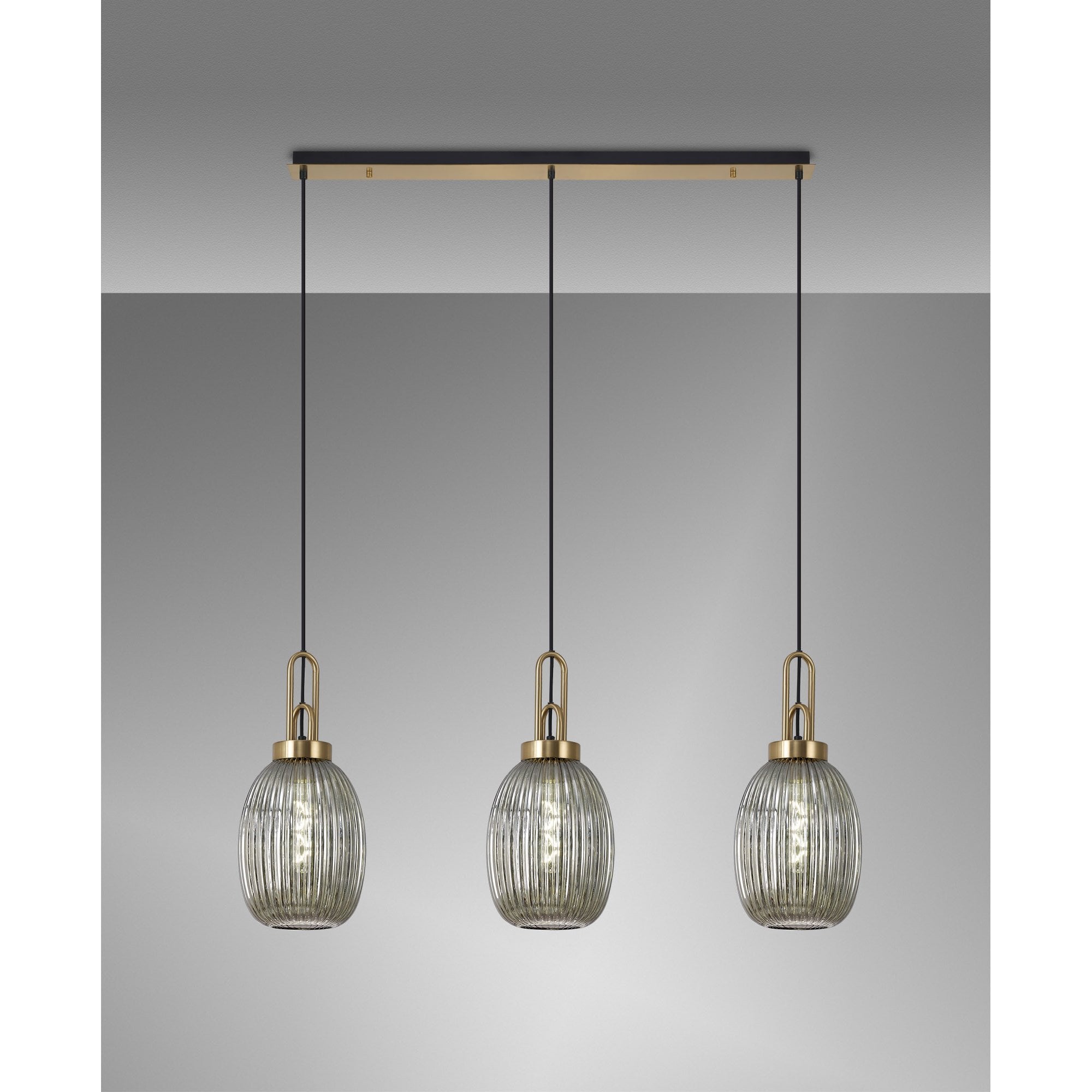 NLK06189 Acme 3 Light Linear Pendant Brass Gold Matt Black