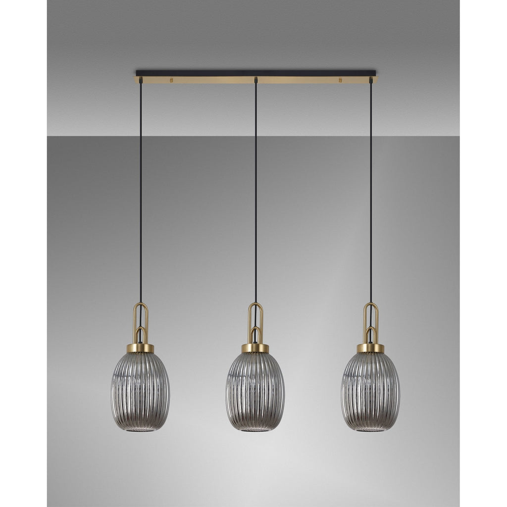 NLK06189 Acme 3 Light Linear Pendant Brass Gold Matt Black