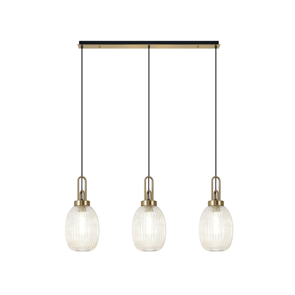 NLK06199 Acme 3 Light Linear Pendant Brass Gold Matt Black