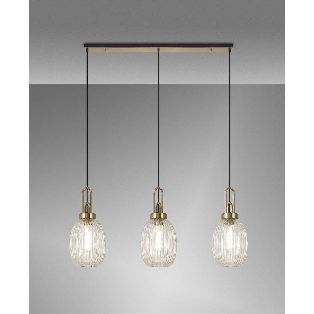 NLK06199 Acme 3 Light Linear Pendant Brass Gold Matt Black