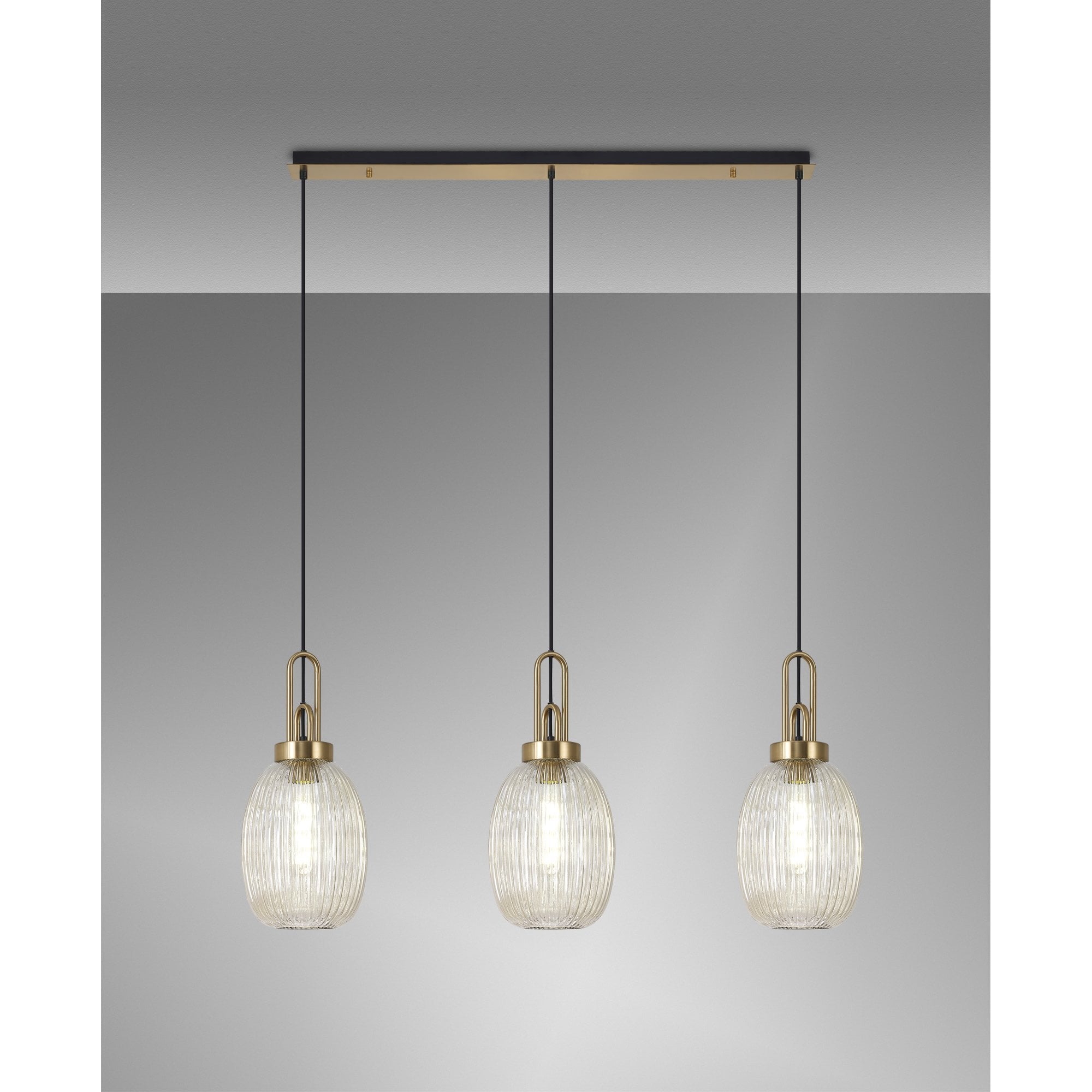 NLK06199 Acme 3 Light Linear Pendant Brass Gold Matt Black