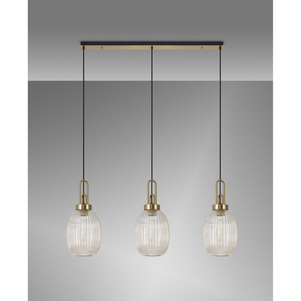 NLK06199 Acme 3 Light Linear Pendant Brass Gold Matt Black