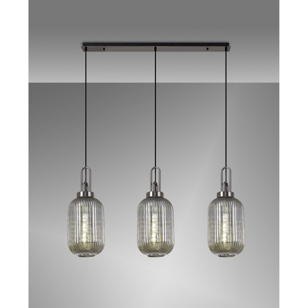 NLK06249 Acme 3 Light Linear Pendant Black Chrome Matt Black