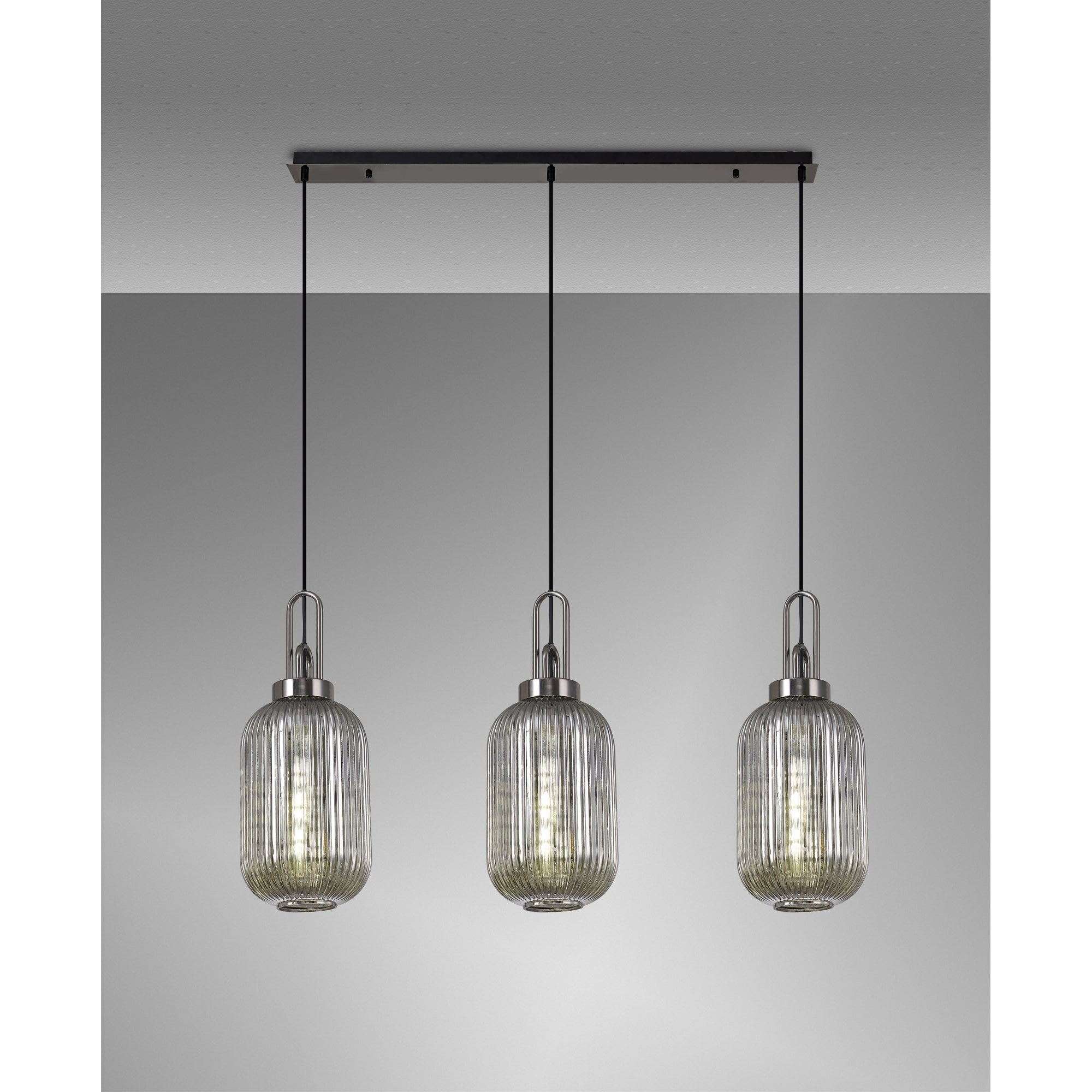 NLK06249 Acme 3 Light Linear Pendant Black Chrome Matt Black
