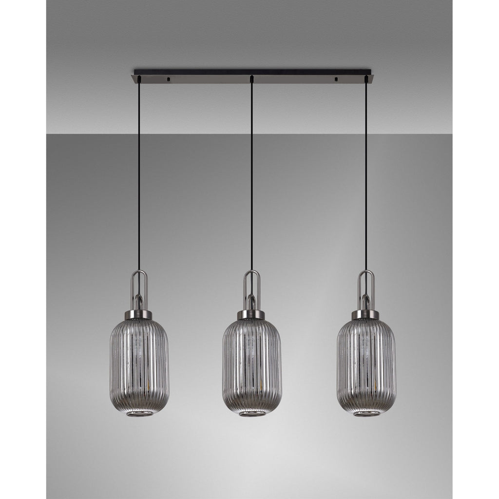 NLK06249 Acme 3 Light Linear Pendant Black Chrome Matt Black