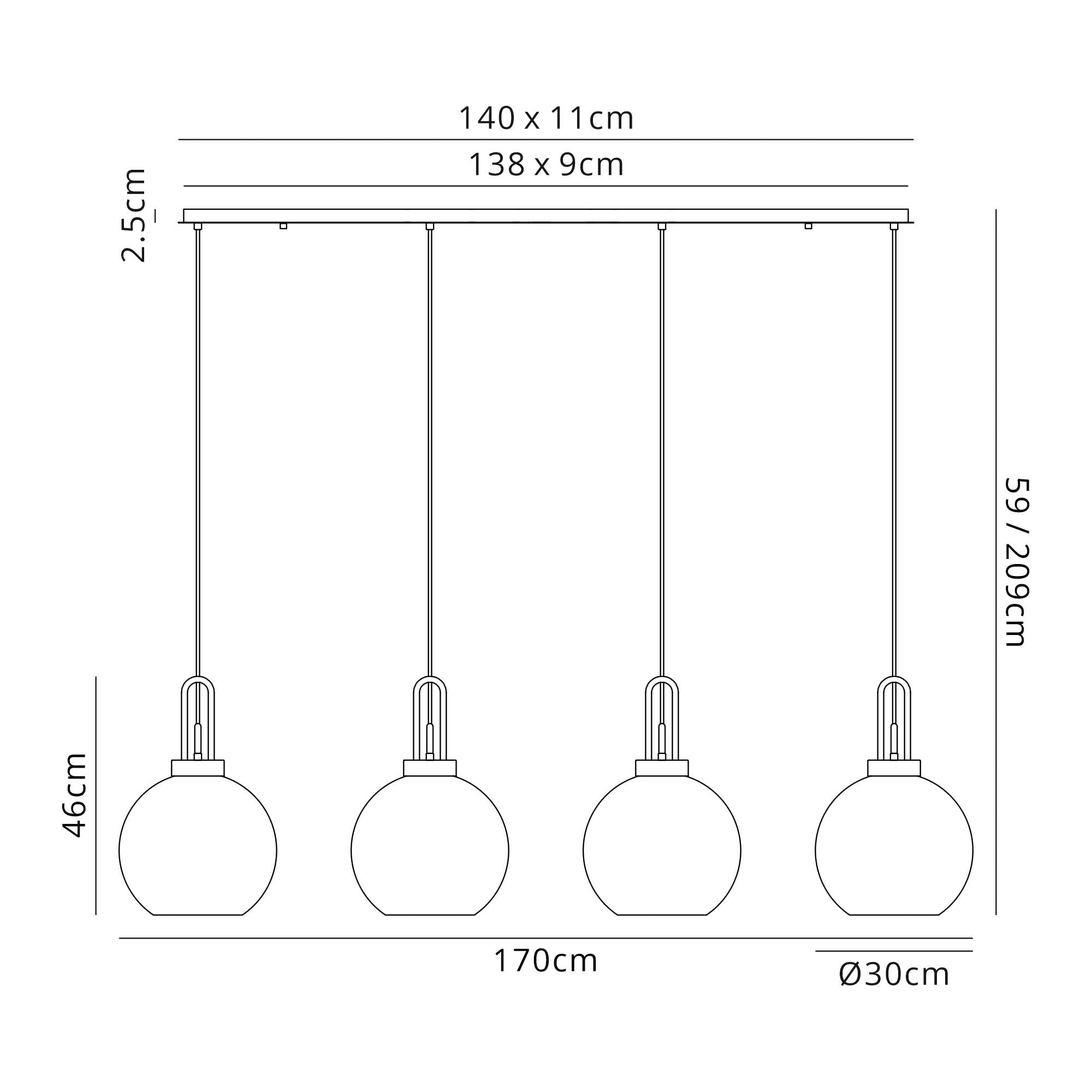 NLK06259 Acme 4 Light Linear Pendant Polished Nickel Matt Black