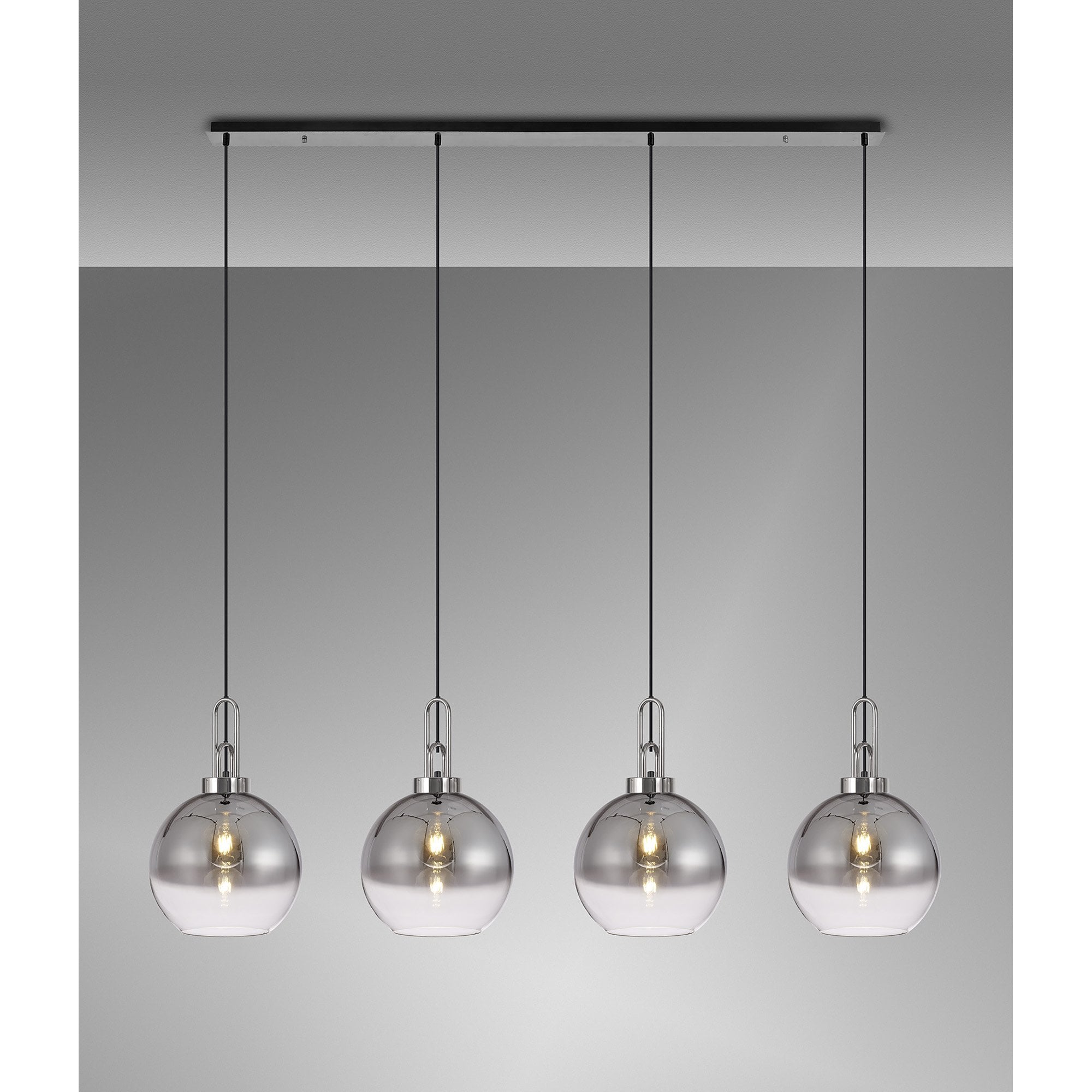 NLK06259 Acme 4 Light Linear Pendant Polished Nickel Matt Black