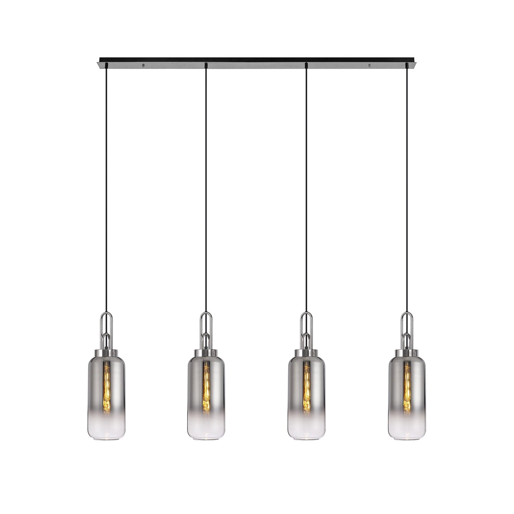 NLK06269 Acme 4 Light Linear Pendant Polished Nickel Matt Black
