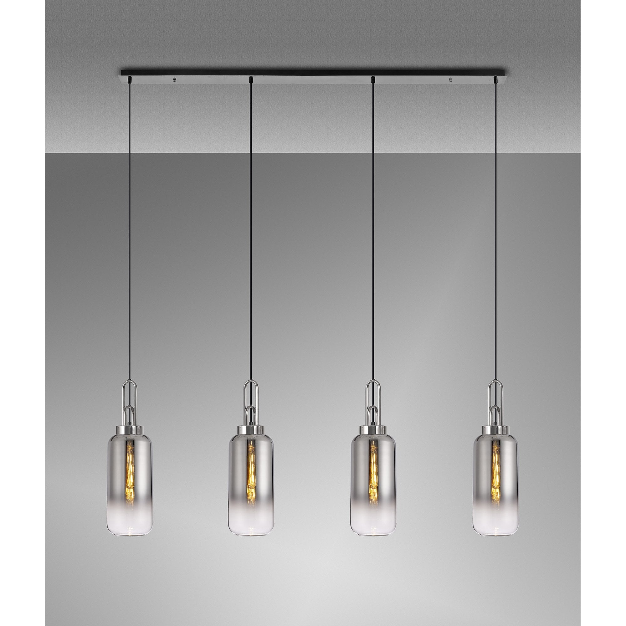NLK06269 Acme 4 Light Linear Pendant Polished Nickel Matt Black