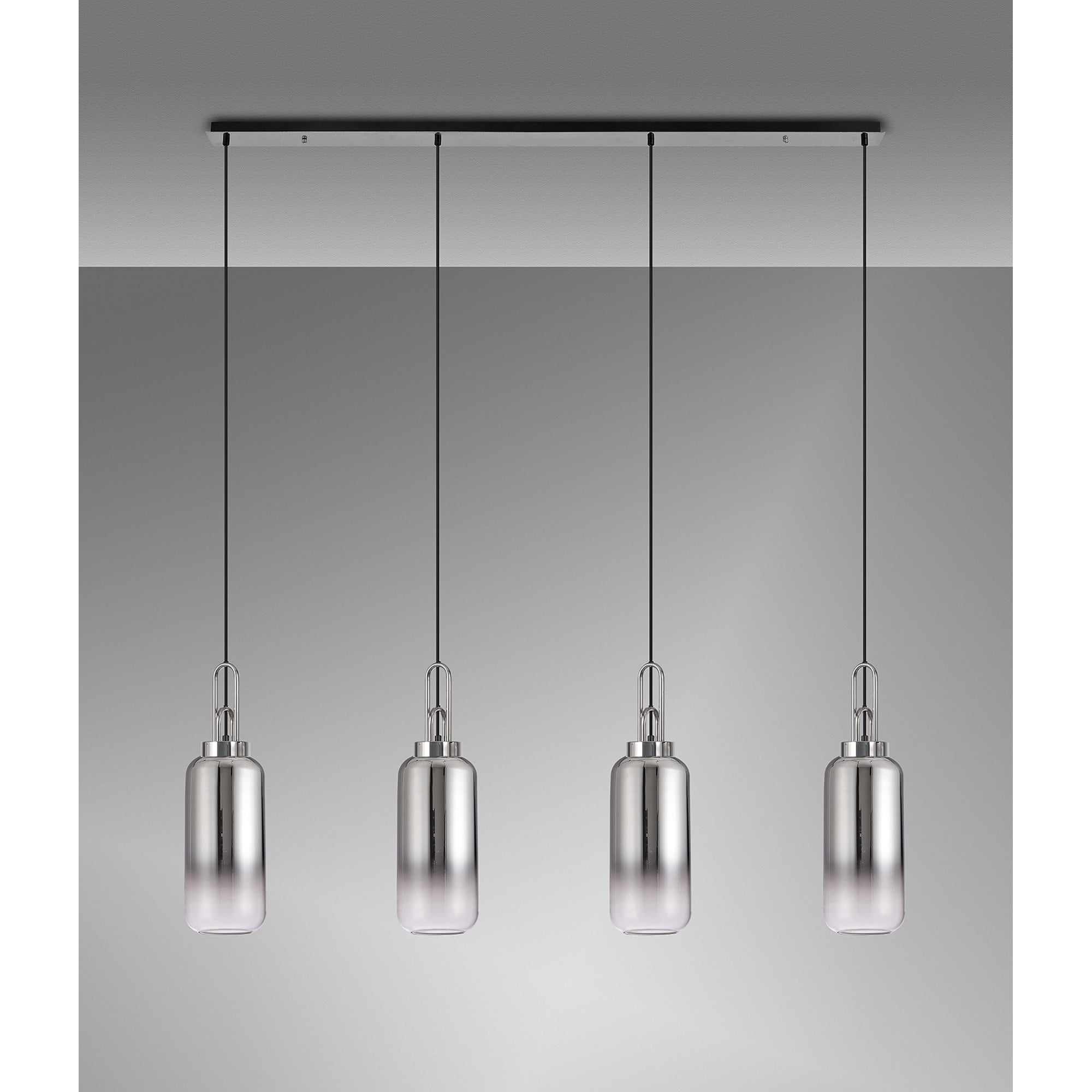 NLK06269 Acme 4 Light Linear Pendant Polished Nickel Matt Black