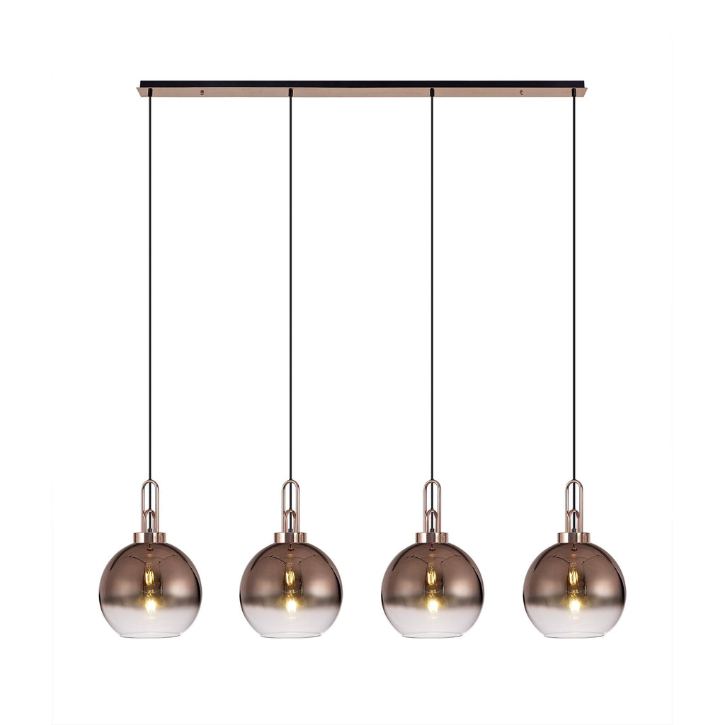 NLK06279 Amsterdam 4 Light Linear Pendant Copper Matt Black