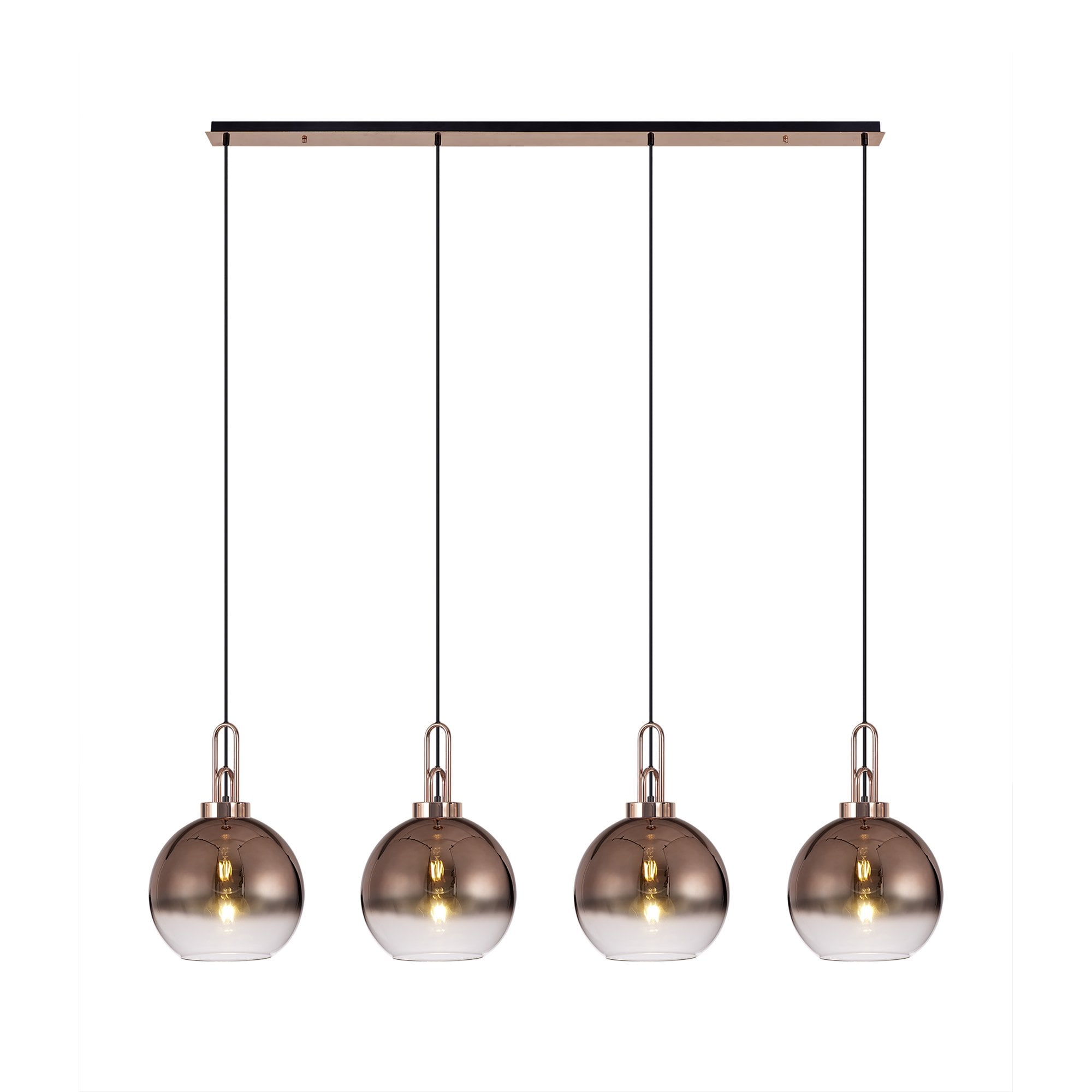 NLK06279 Amsterdam 4 Light Linear Pendant Copper Matt Black