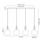 NLK06279 Amsterdam 4 Light Linear Pendant Copper Matt Black