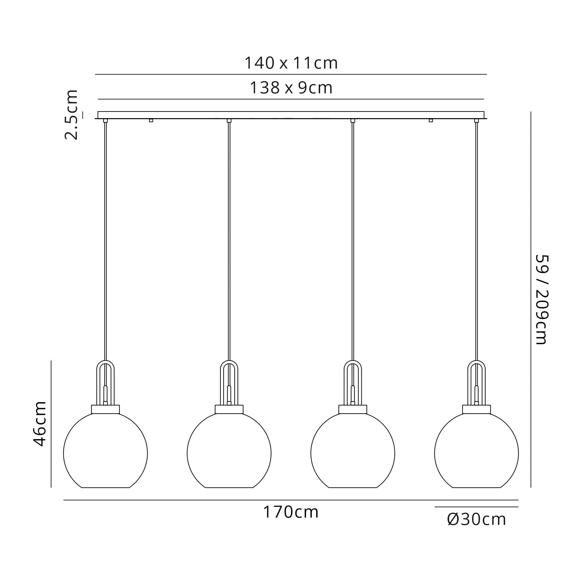 NLK06279 Amsterdam 4 Light Linear Pendant Copper Matt Black