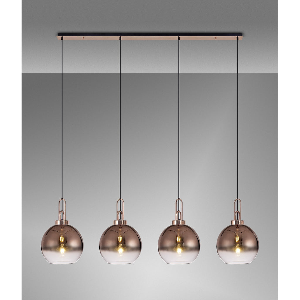 NLK06279 Amsterdam 4 Light Linear Pendant Copper Matt Black