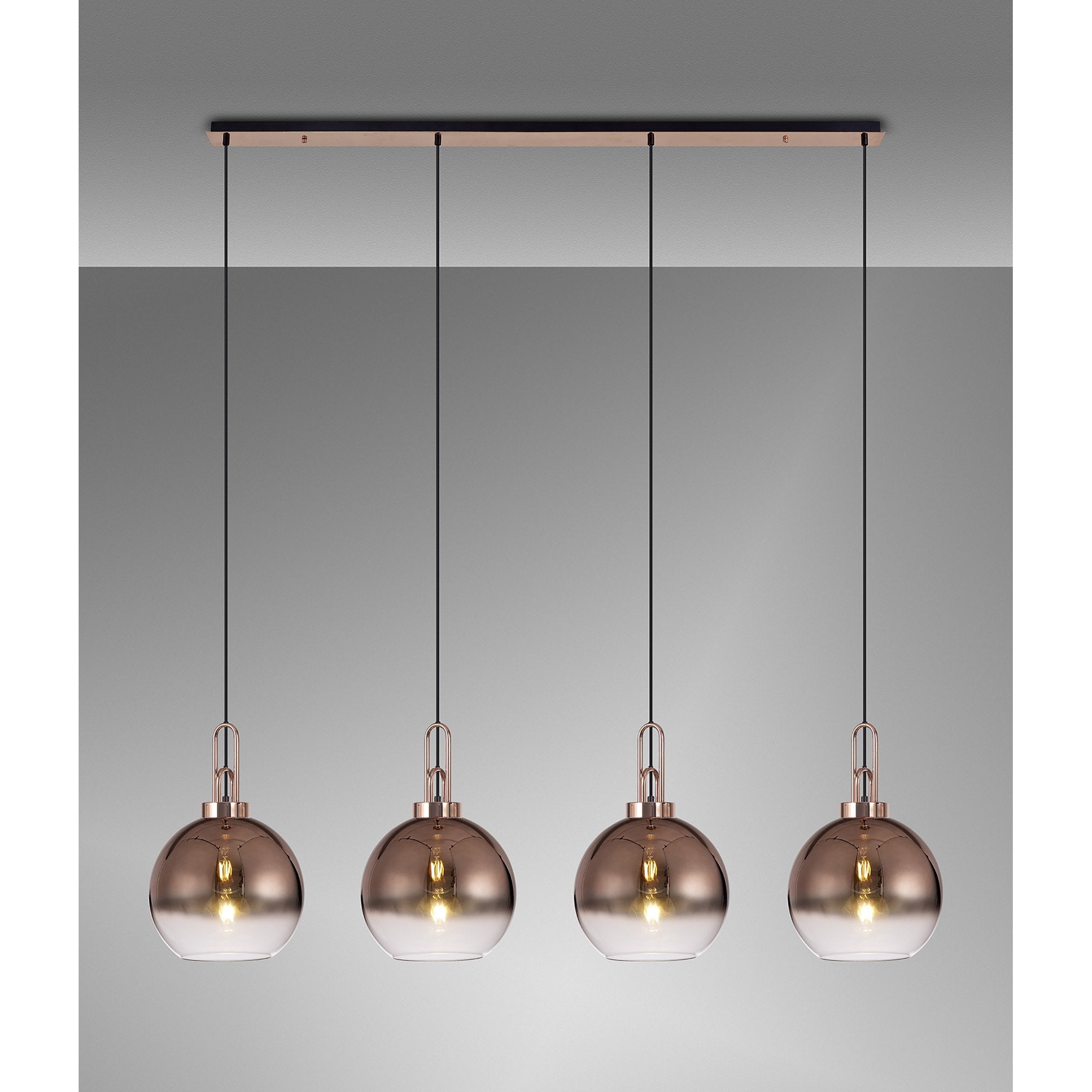 NLK06279 Amsterdam 4 Light Linear Pendant Copper Matt Black