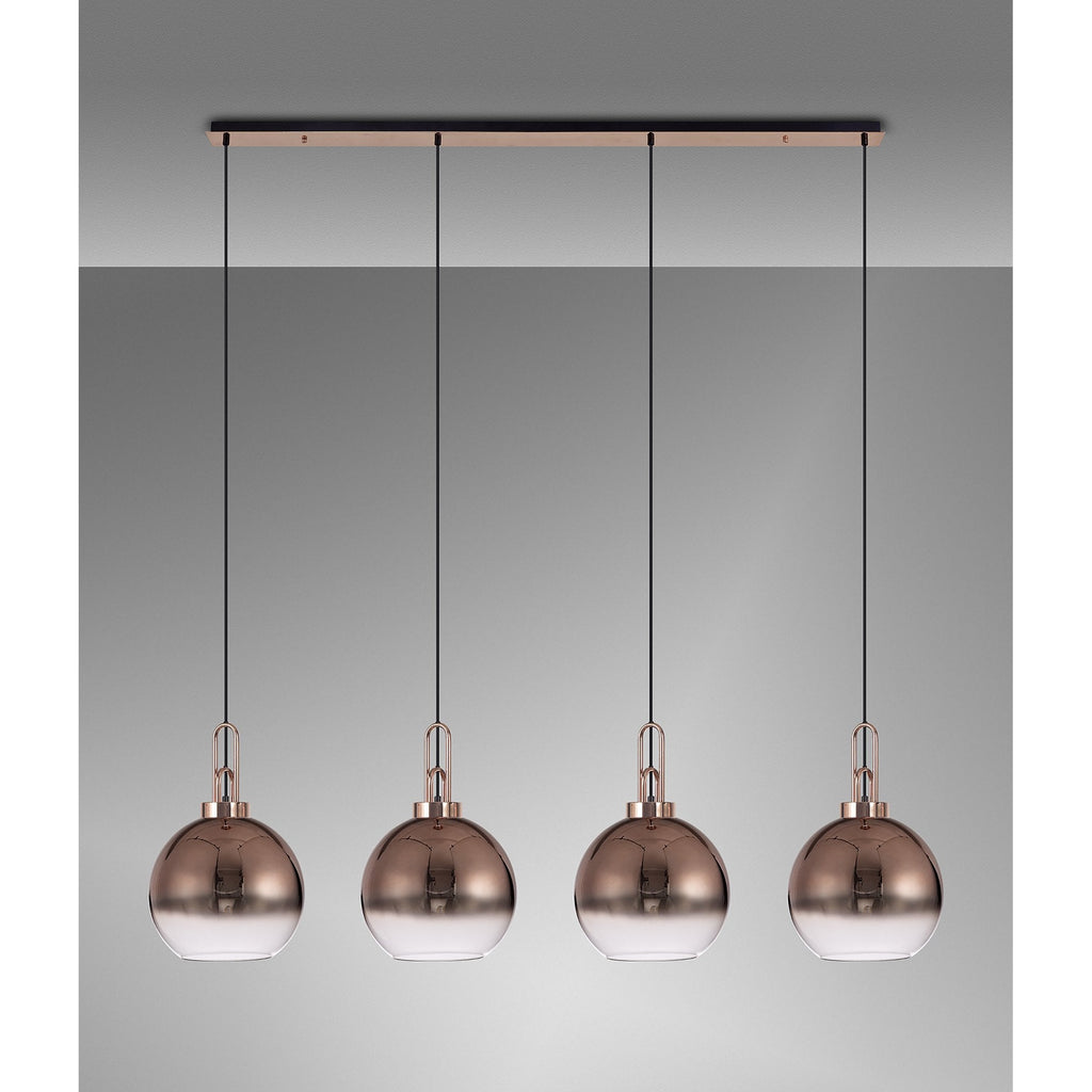 NLK06279 Amsterdam 4 Light Linear Pendant Copper Matt Black