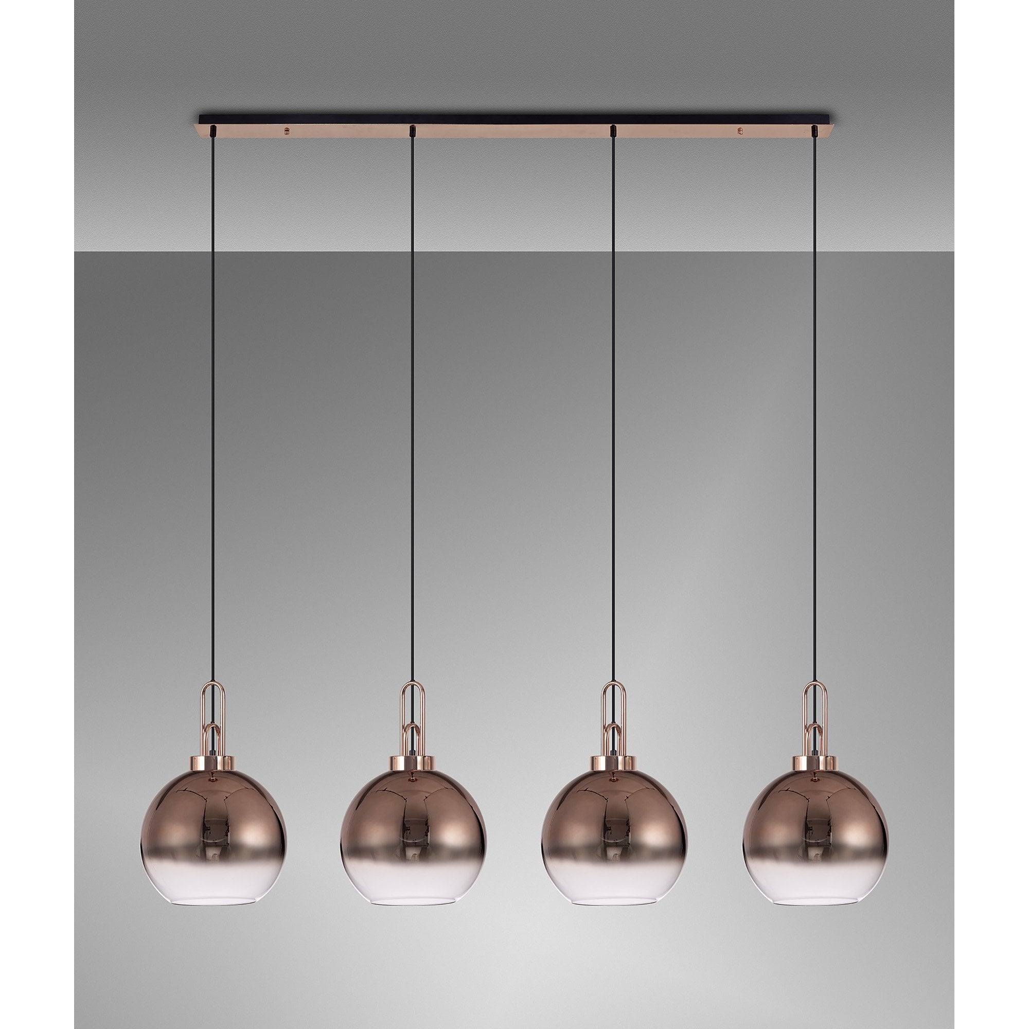 NLK06279 Amsterdam 4 Light Linear Pendant Copper Matt Black