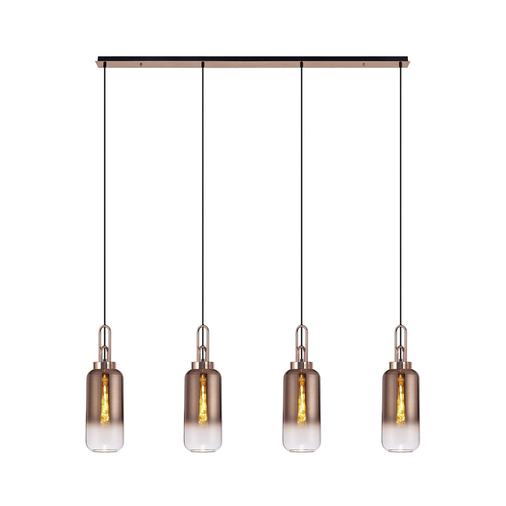 NLK06289 Amsterdam 4 Light Linear Pendant Copper Matt Black