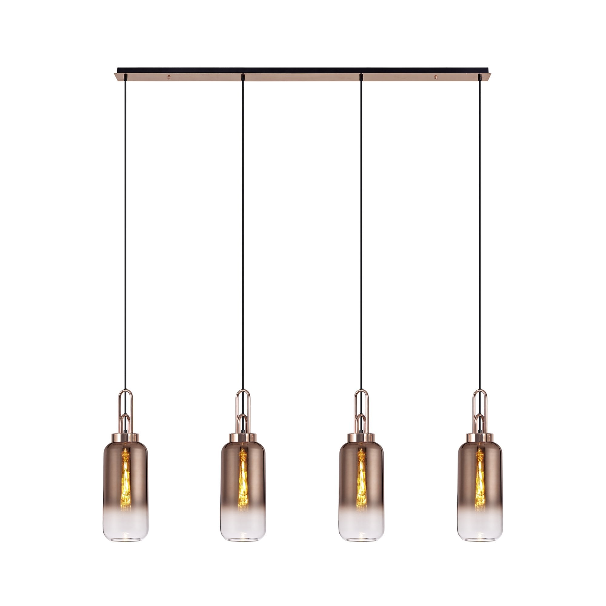 NLK06289 Amsterdam 4 Light Linear Pendant Copper Matt Black
