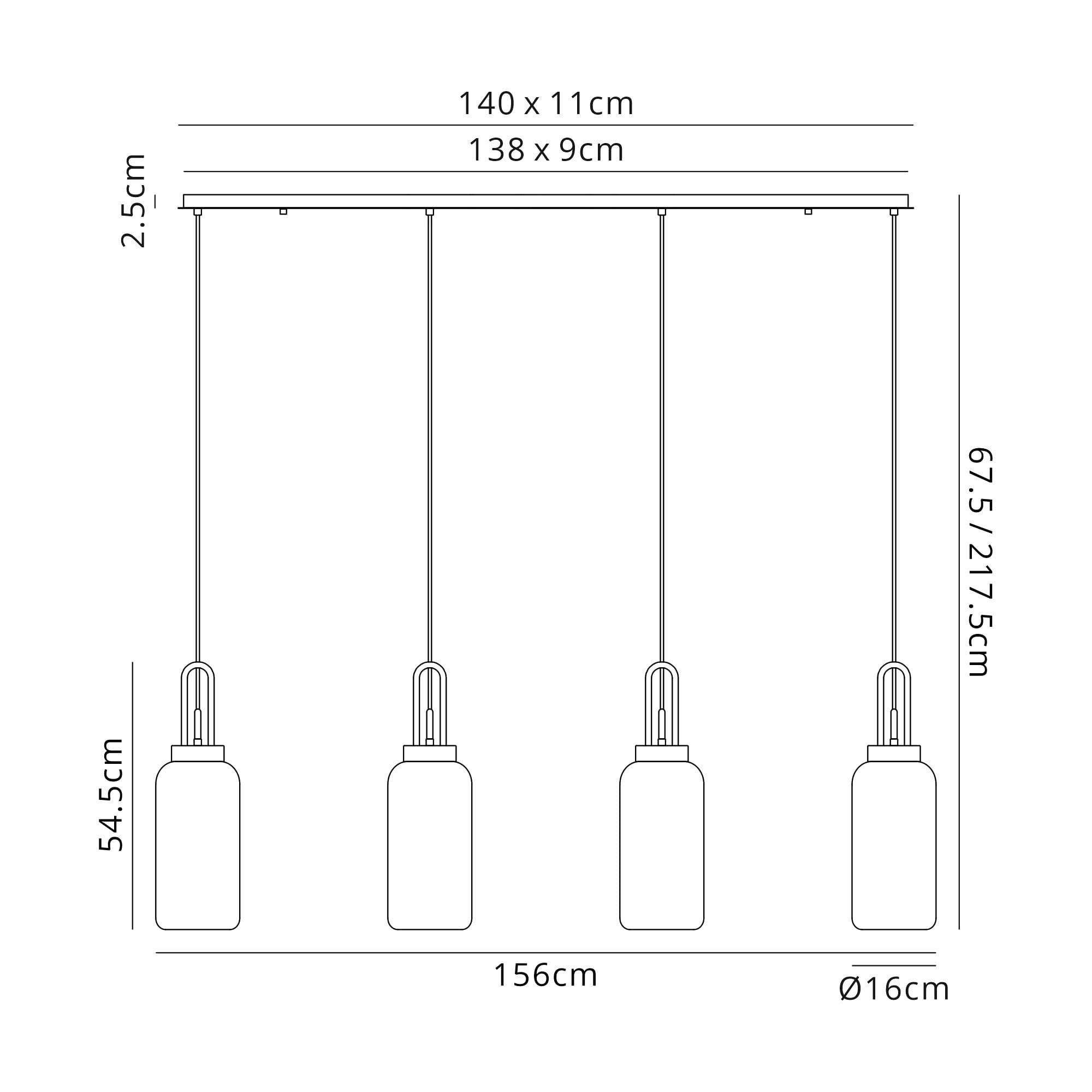 NLK06289 Amsterdam 4 Light Linear Pendant Copper Matt Black