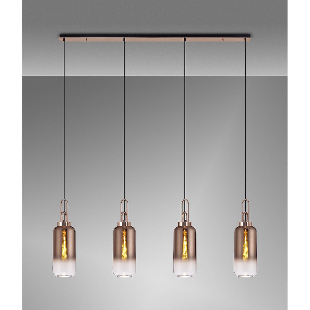 NLK06289 Amsterdam 4 Light Linear Pendant Copper Matt Black