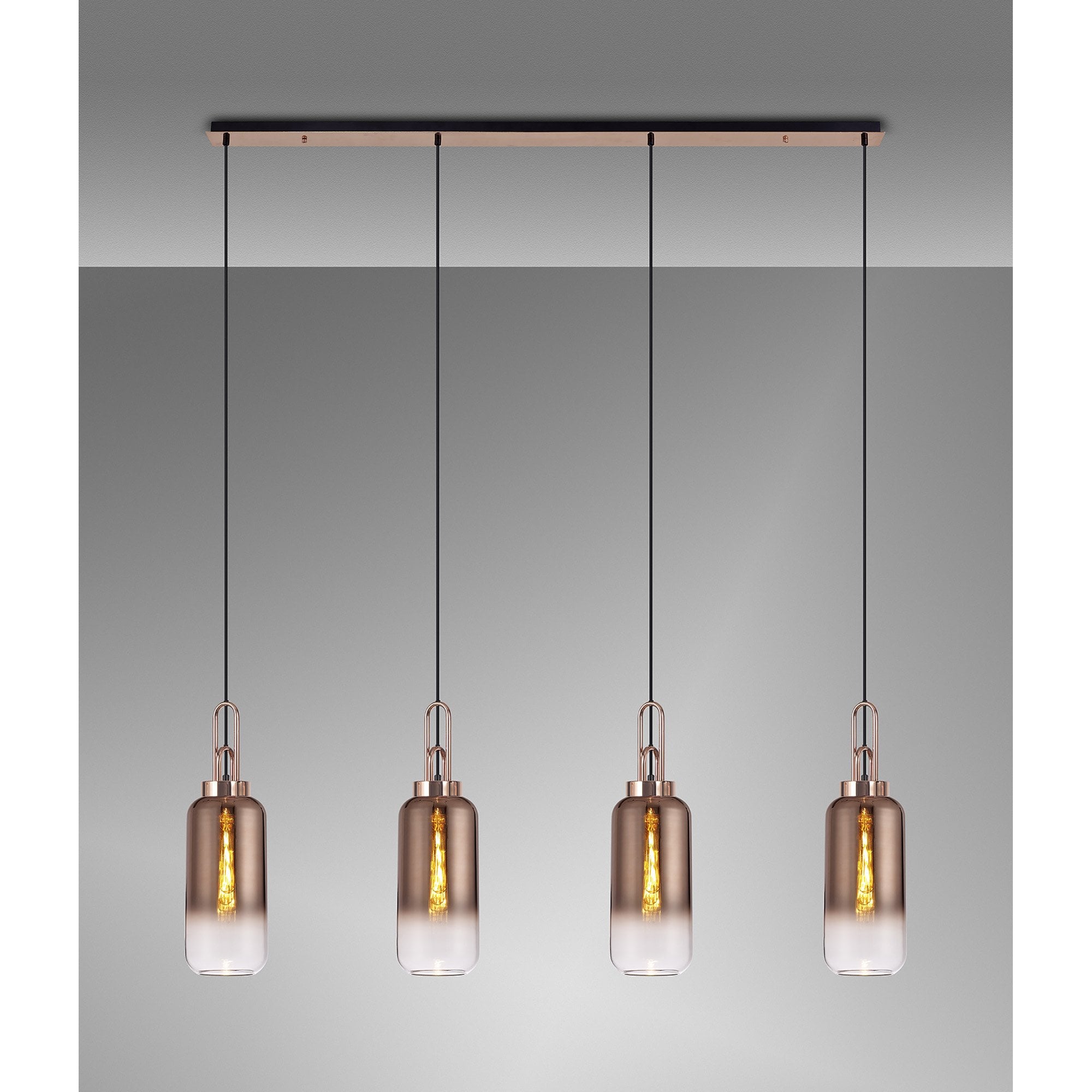 NLK06289 Amsterdam 4 Light Linear Pendant Copper Matt Black