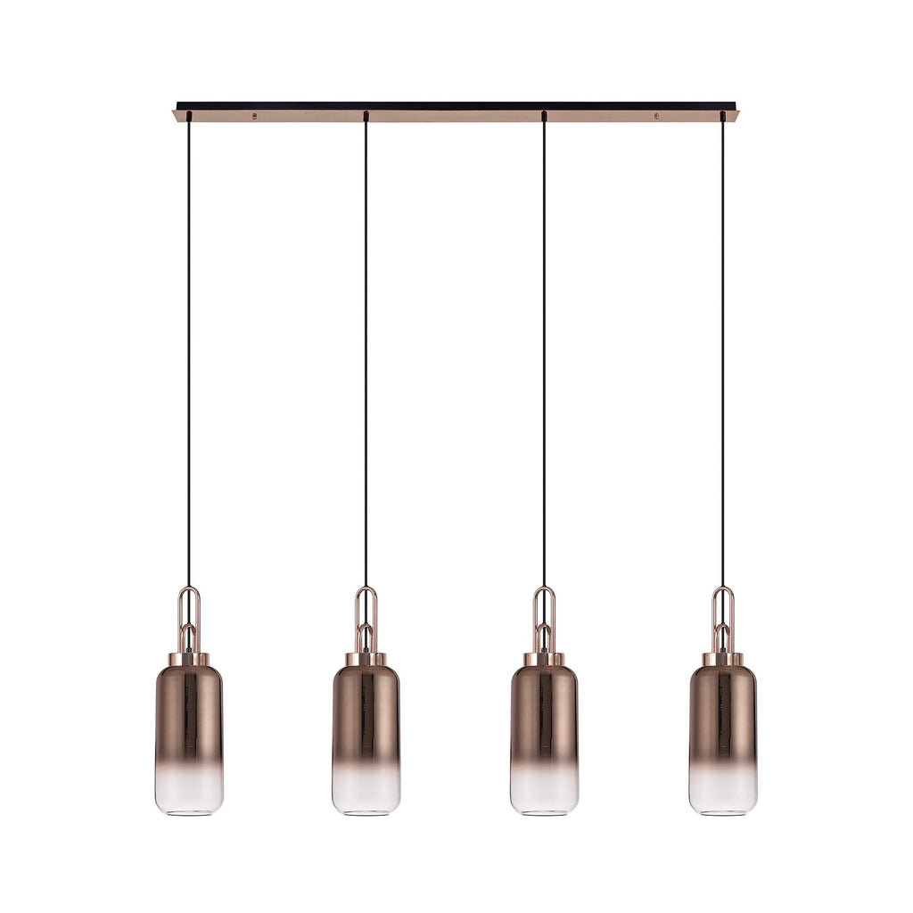 NLK06289 Amsterdam 4 Light Linear Pendant Copper Matt Black