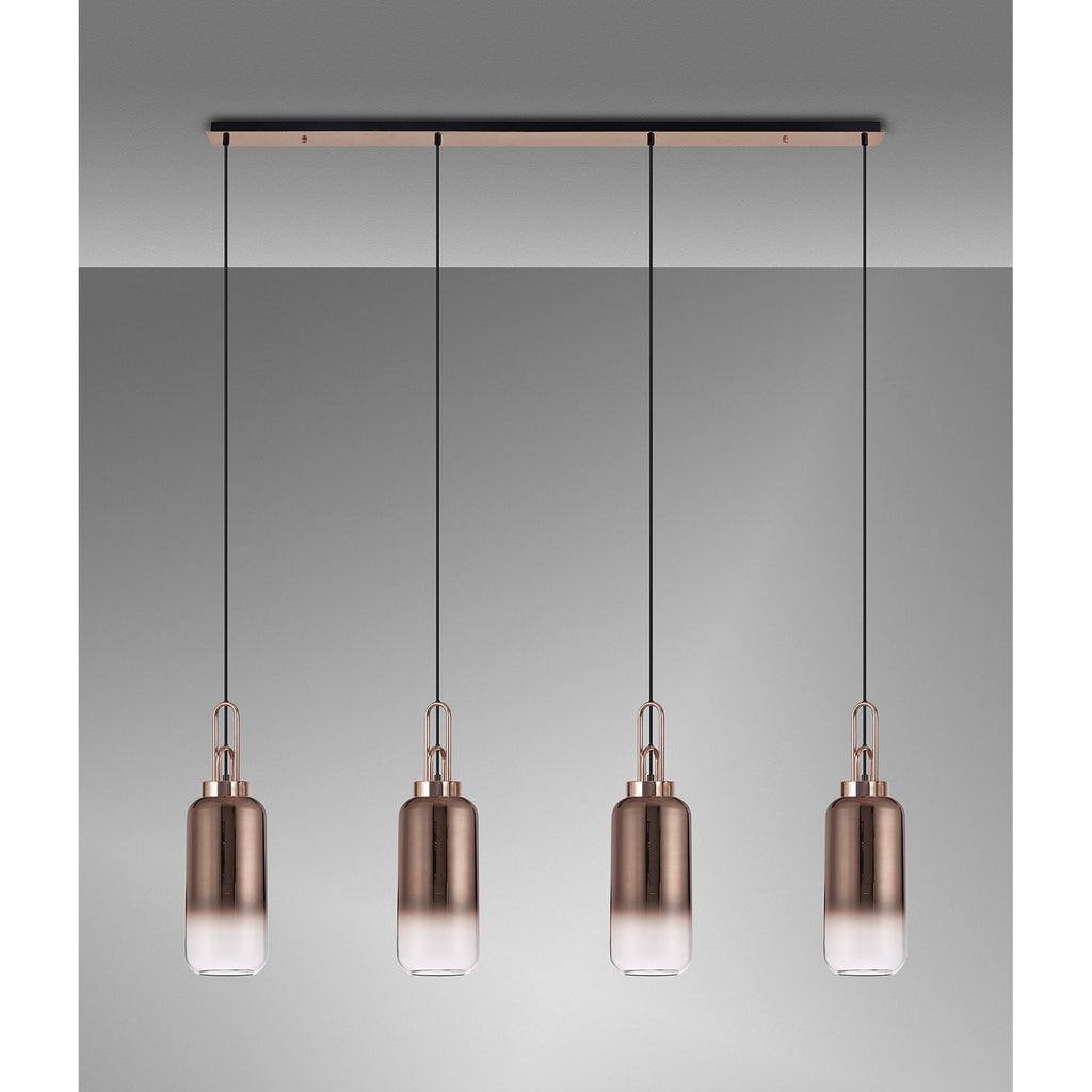 NLK06289 Amsterdam 4 Light Linear Pendant Copper Matt Black