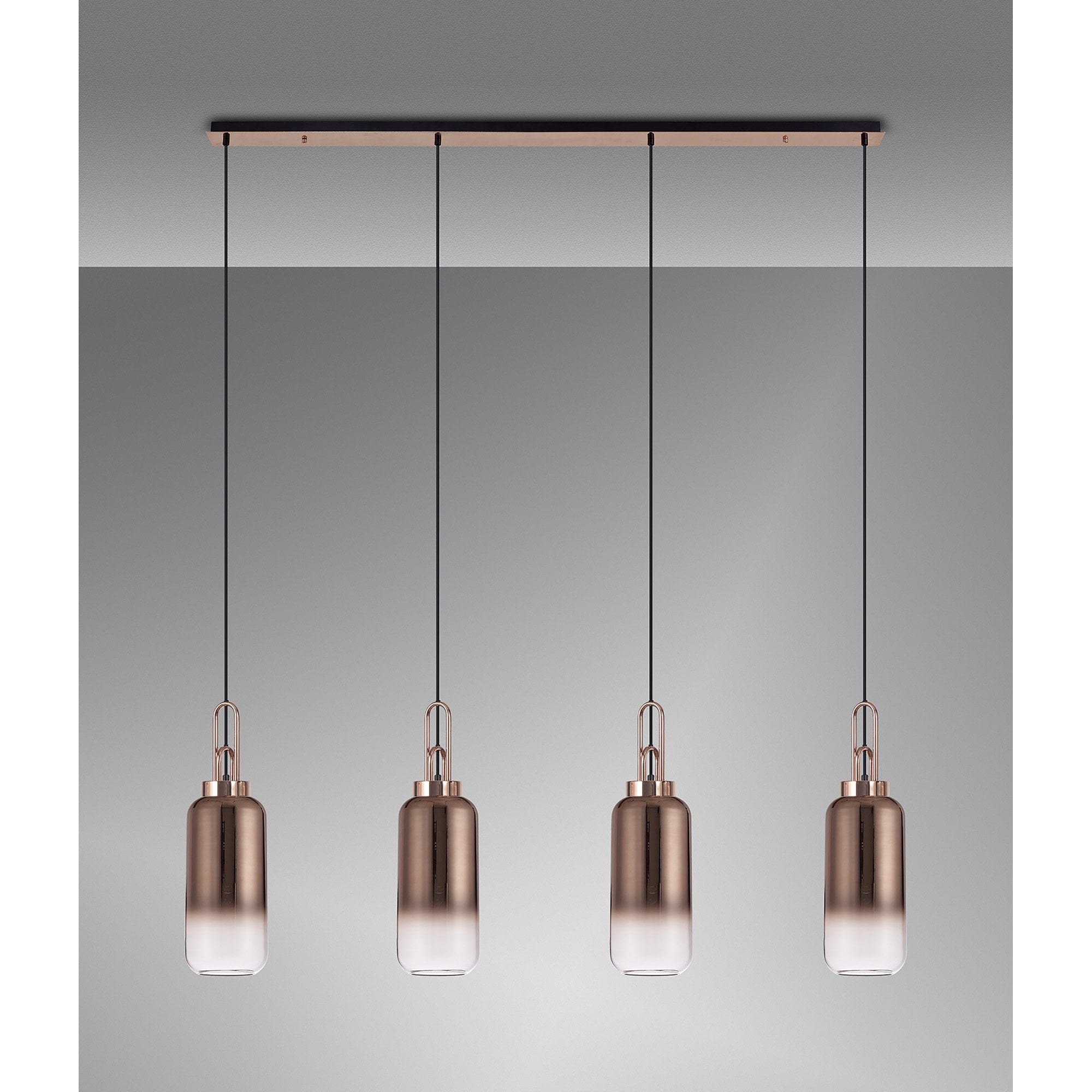 NLK06289 Amsterdam 4 Light Linear Pendant Copper Matt Black
