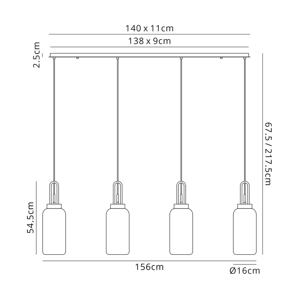 NLK06309 Acme 4 Light Linear Pendant Brass Gold Matt Black