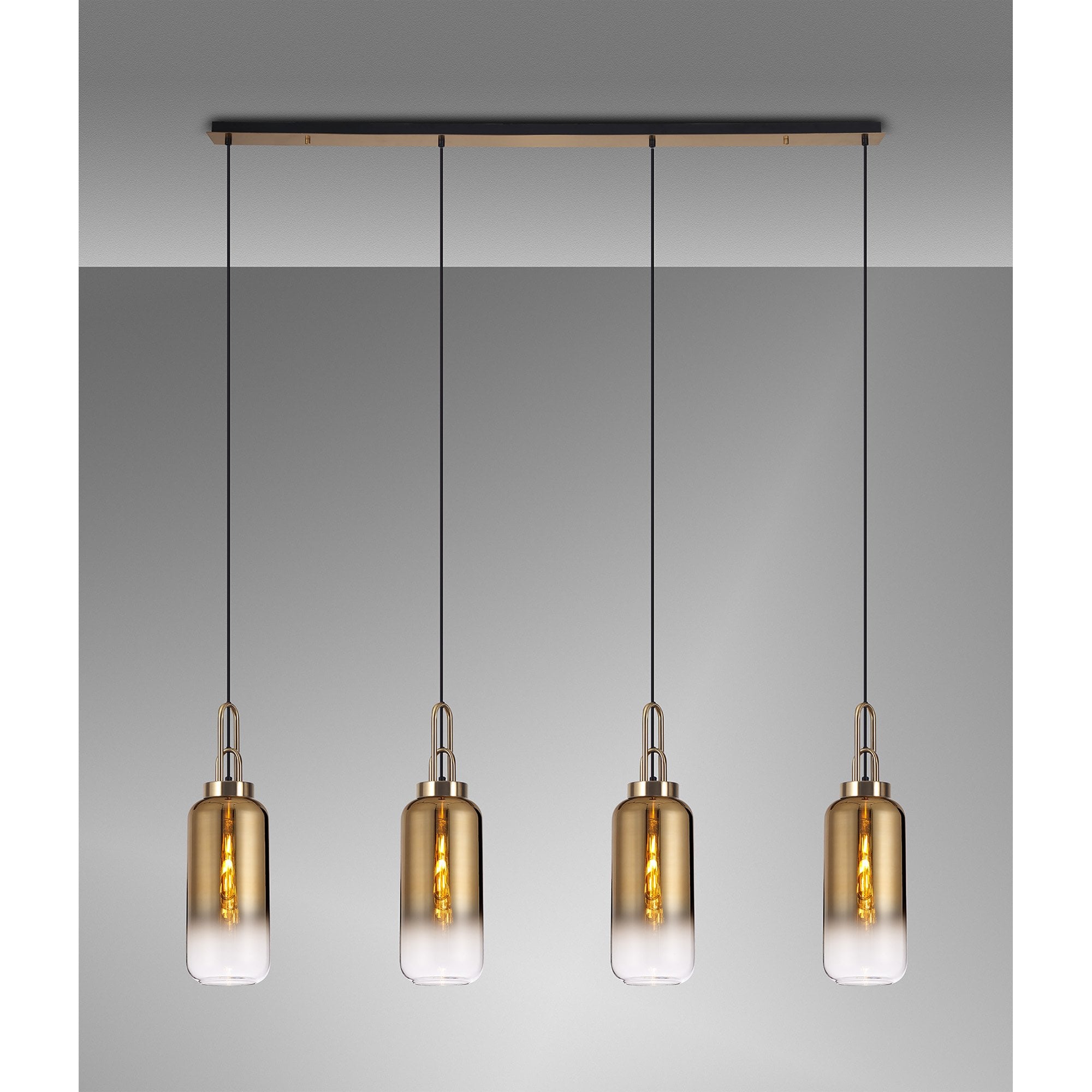 NLK06309 Acme 4 Light Linear Pendant Brass Gold Matt Black