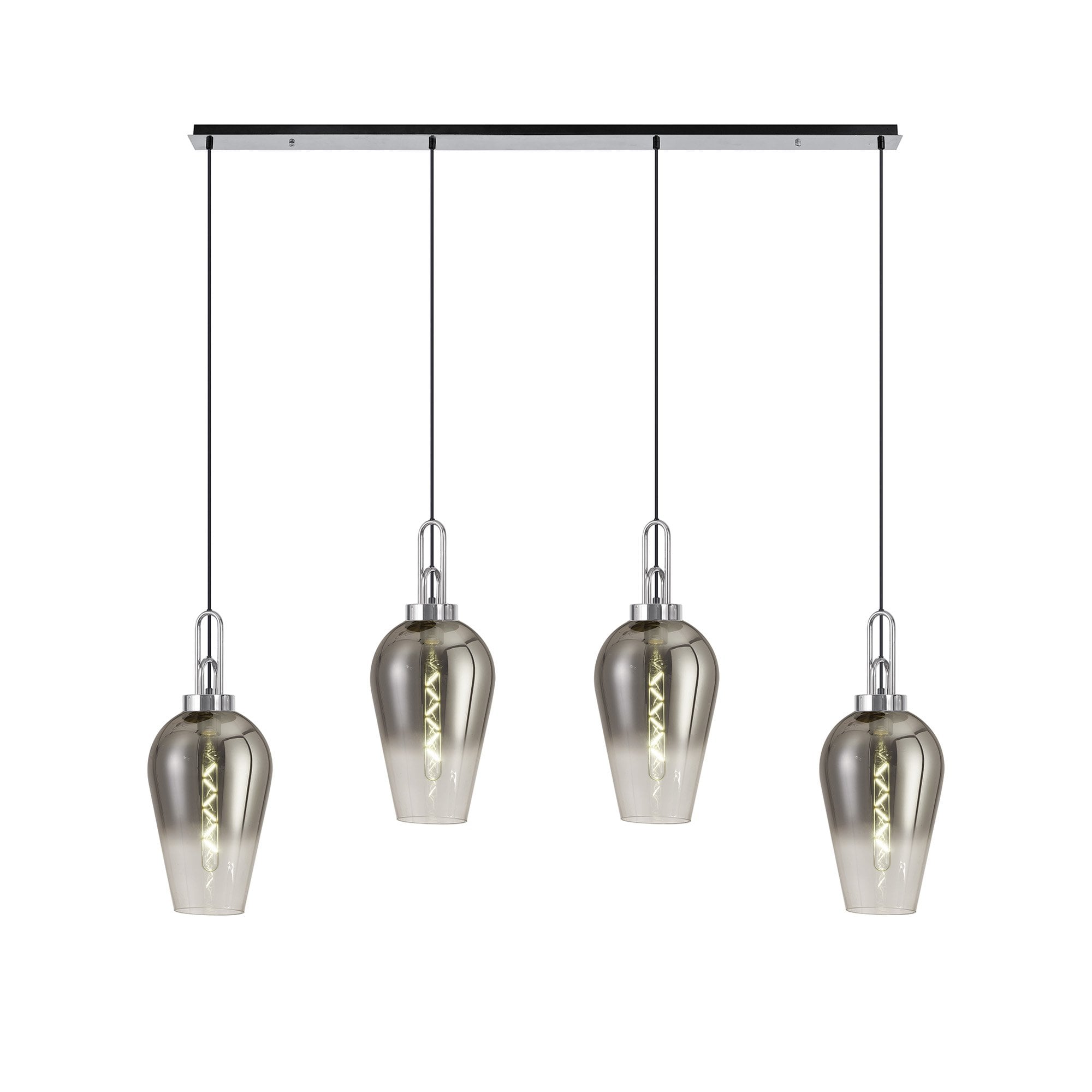 NLK09169 Acme 4 Light Linear Pendant Polished Nickel Matt Black