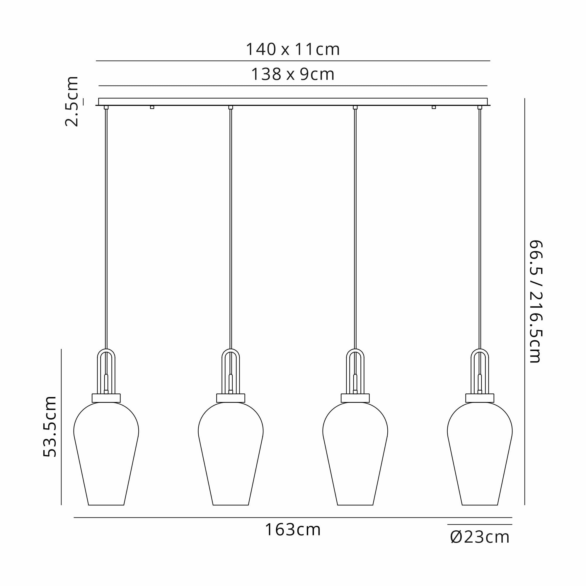 NLK09169 Acme 4 Light Linear Pendant Polished Nickel Matt Black