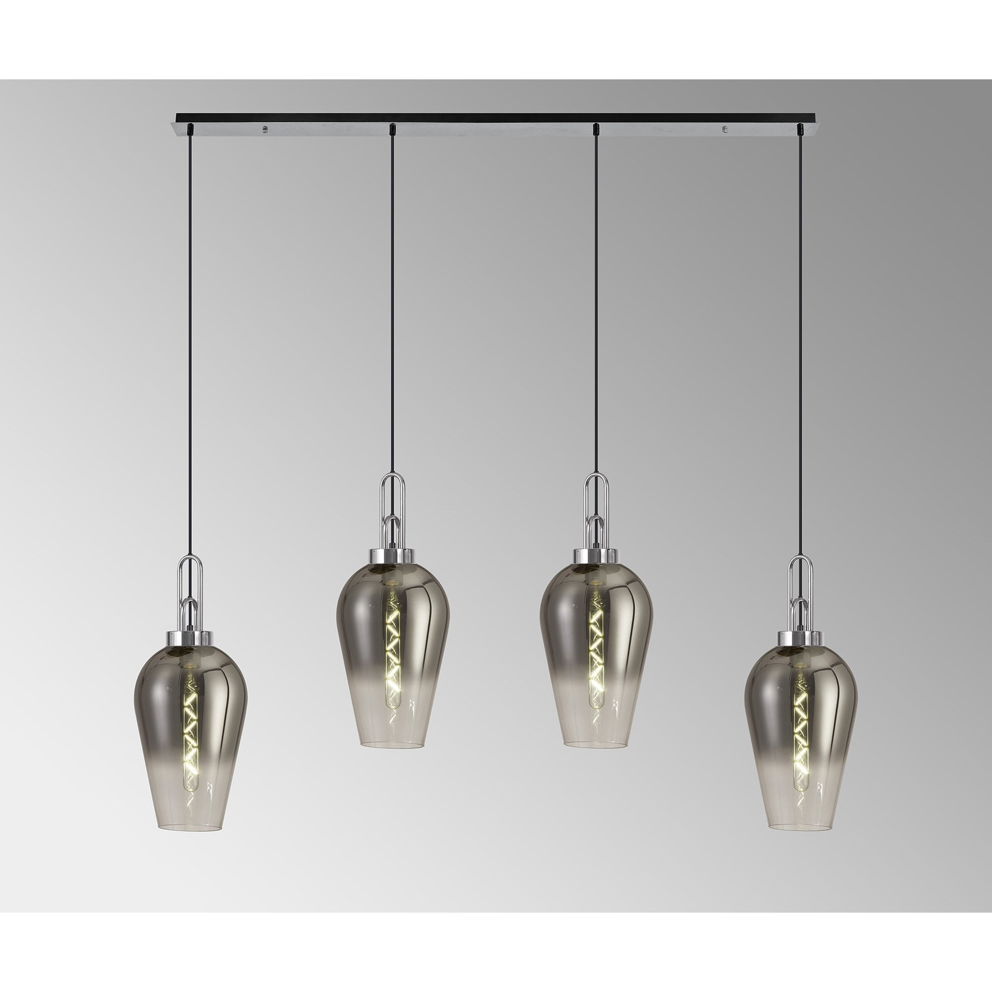 NLK09169 Acme 4 Light Linear Pendant Polished Nickel Matt Black