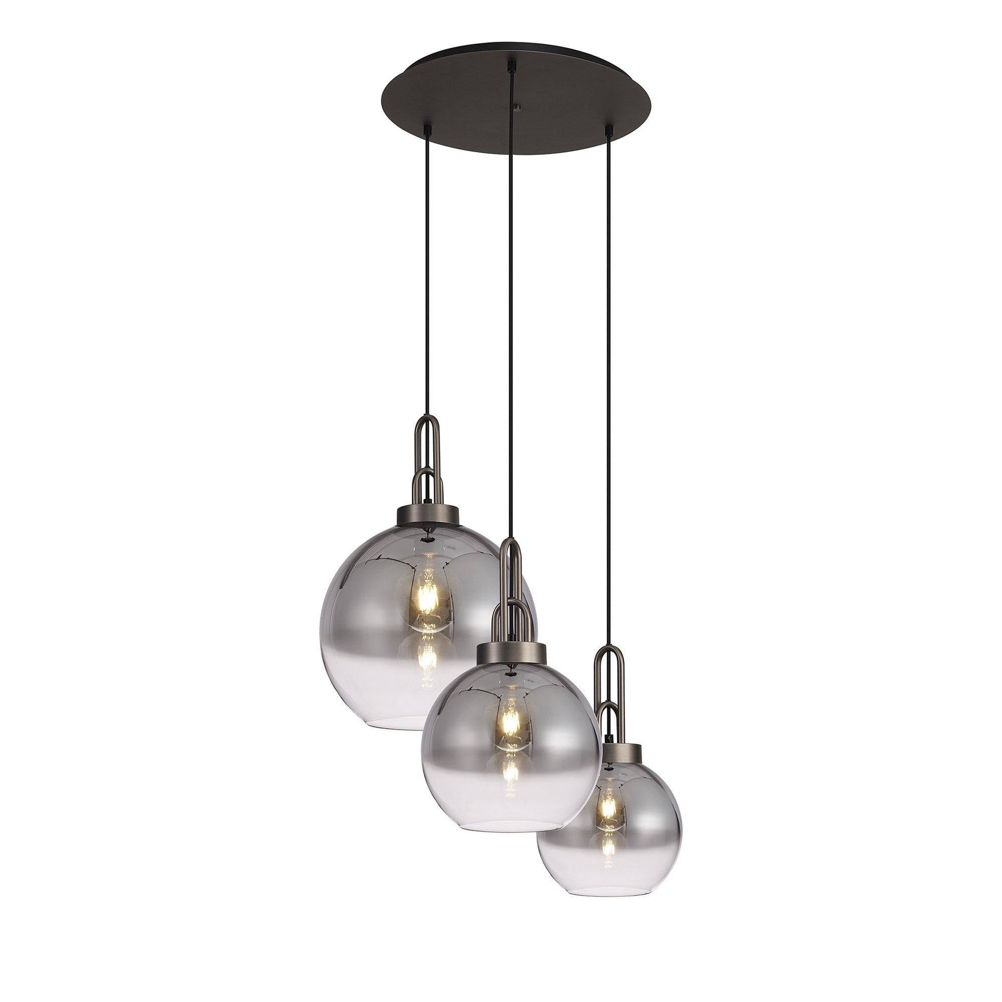 NLK15519 Acme 3 Light Round Pendant Antique Silver Matt Black