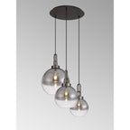 NLK15519 Acme 3 Light Round Pendant Antique Silver Matt Black