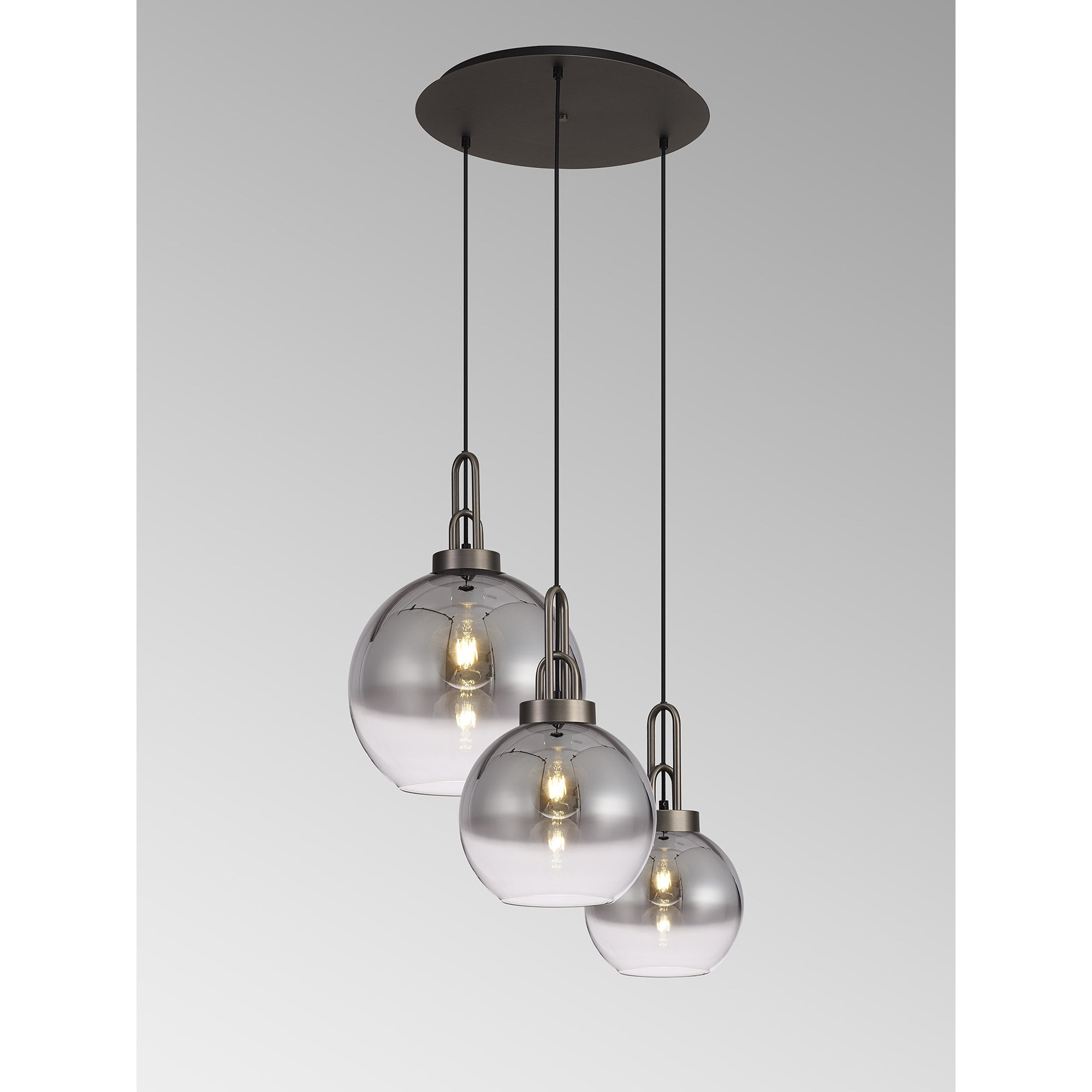 NLK15519 Acme 3 Light Round Pendant Antique Silver Matt Black