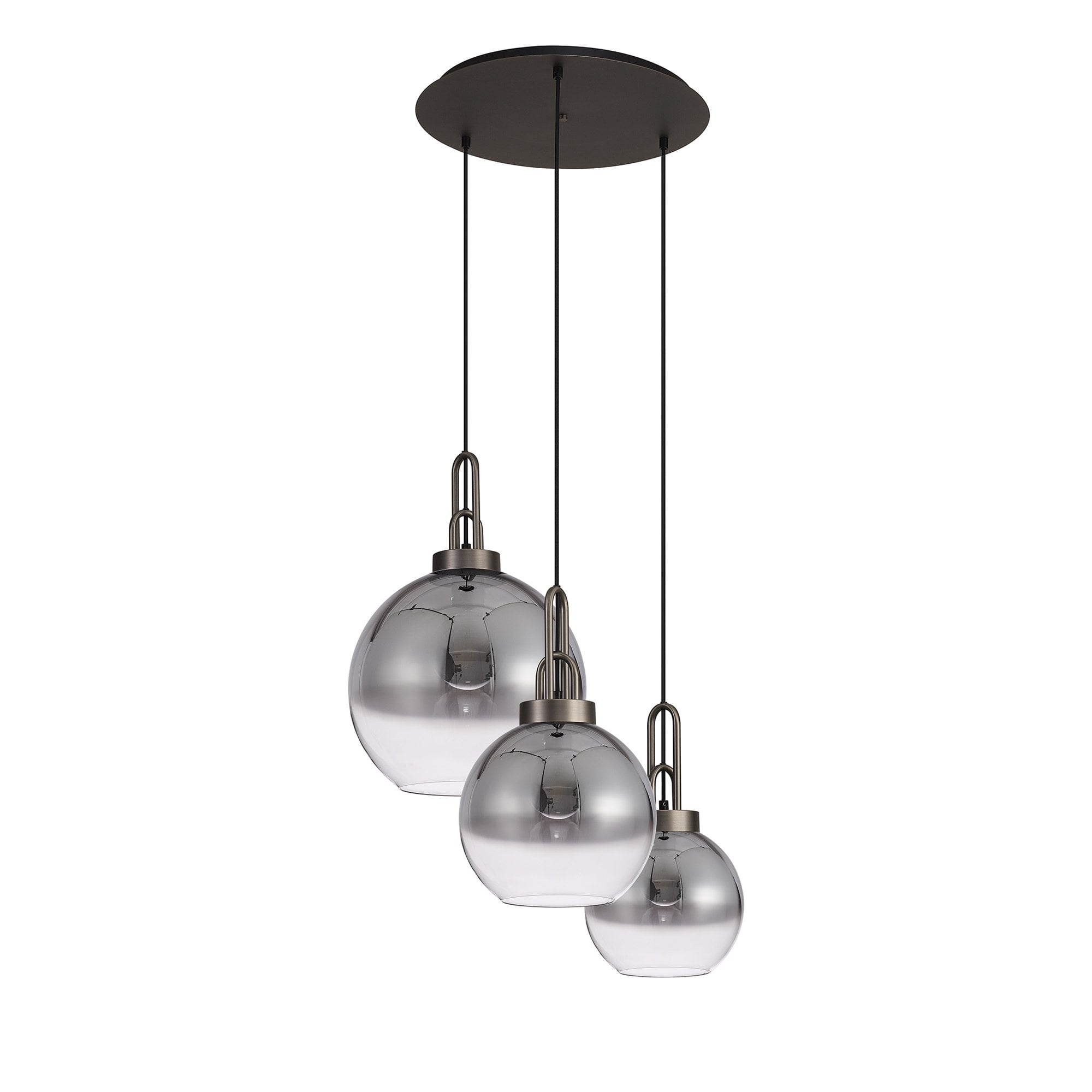 NLK15519 Acme 3 Light Round Pendant Antique Silver Matt Black