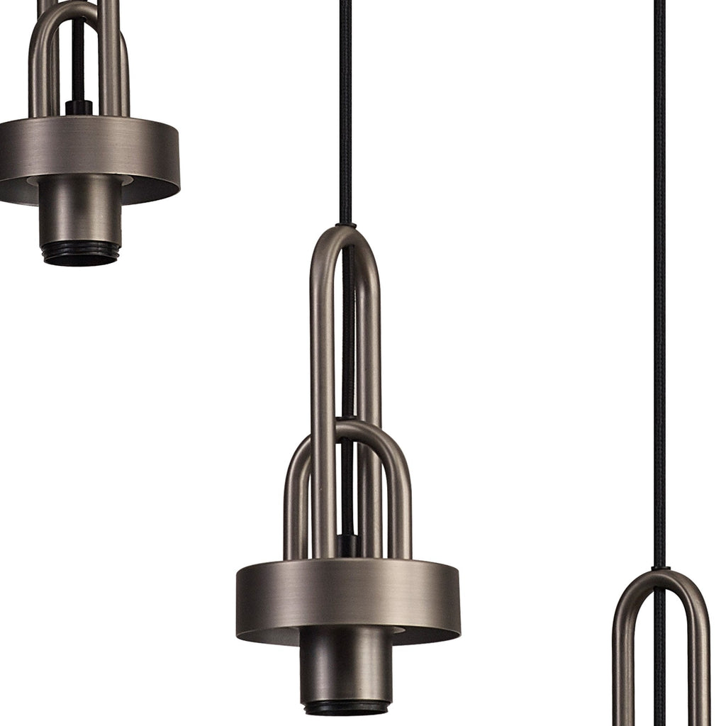 NLK15519 Acme 3 Light Round Pendant Antique Silver Matt Black